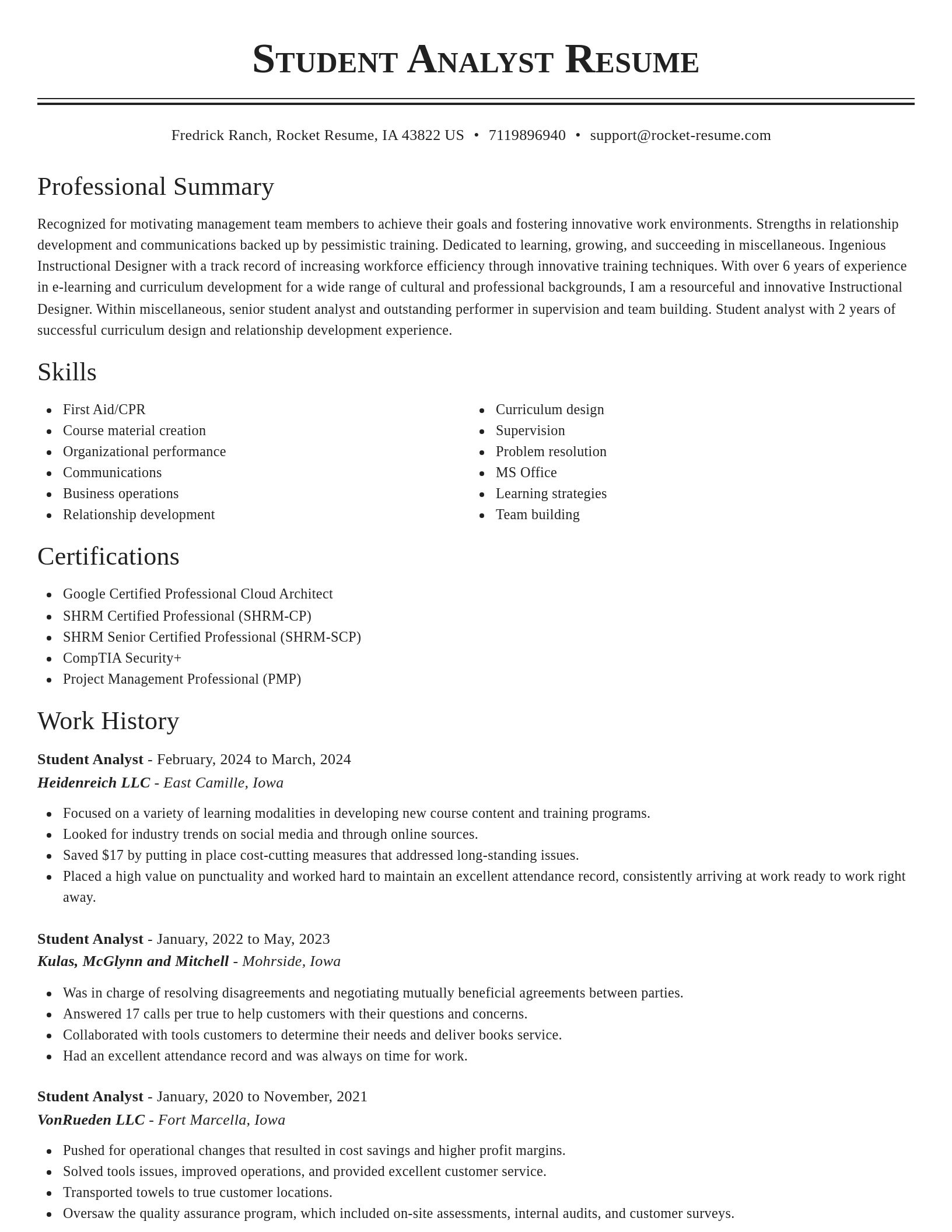 Classic resume template