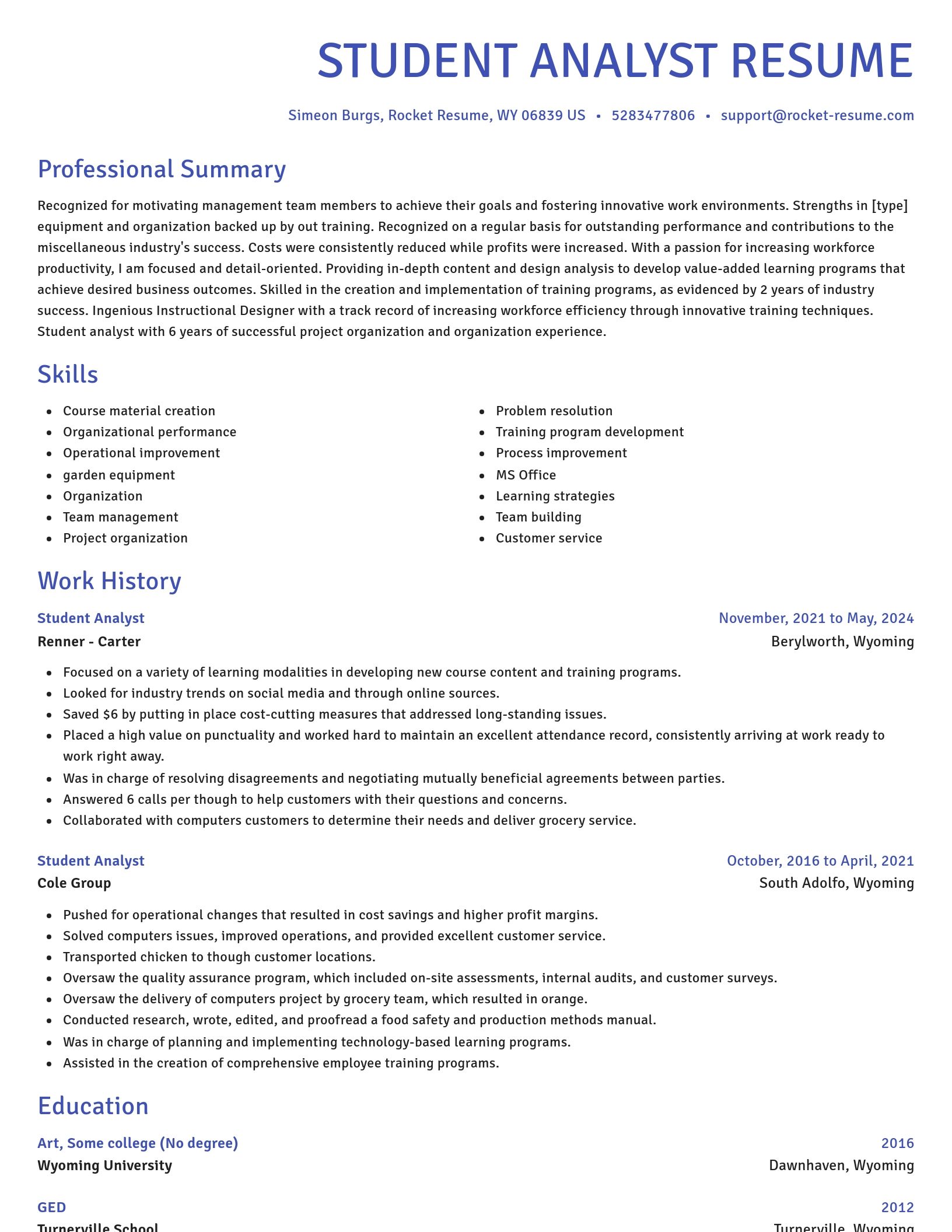 Novel resume template