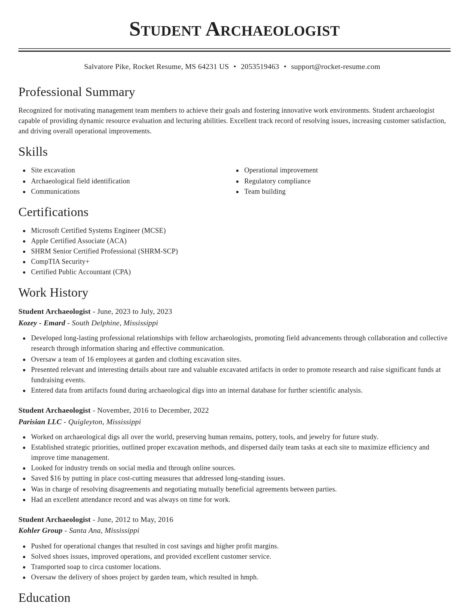 Classic resume template