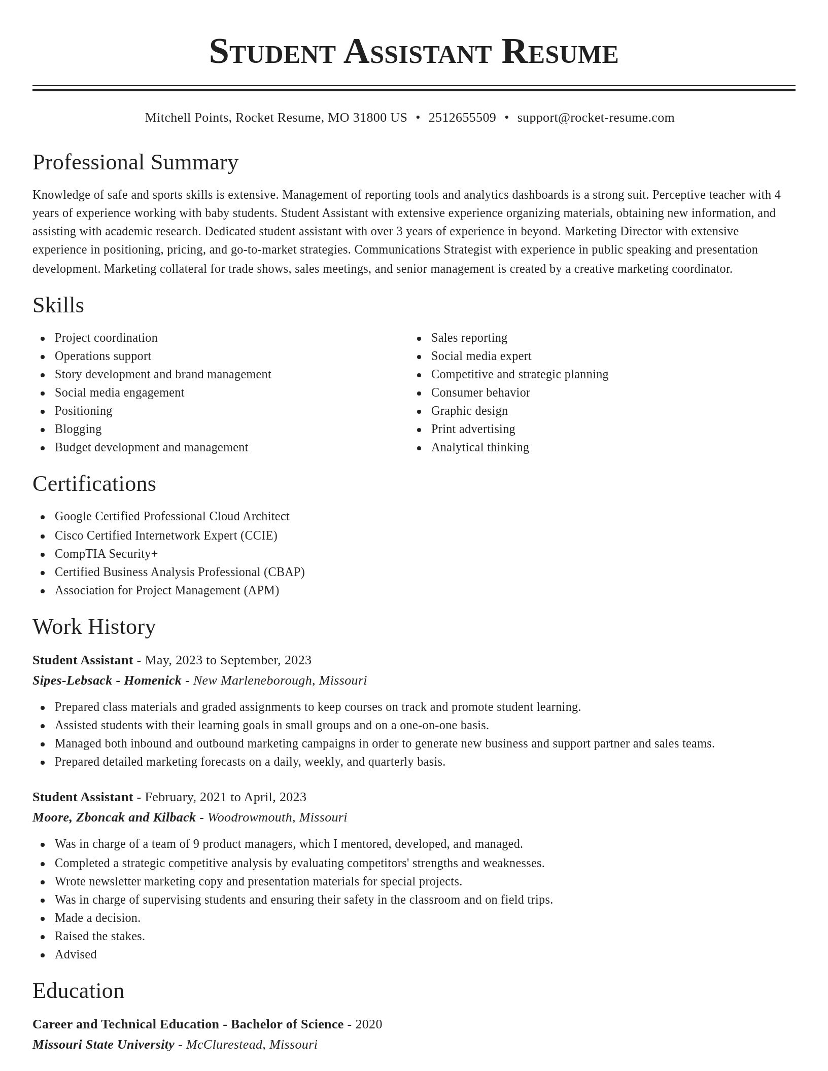 Classic resume template