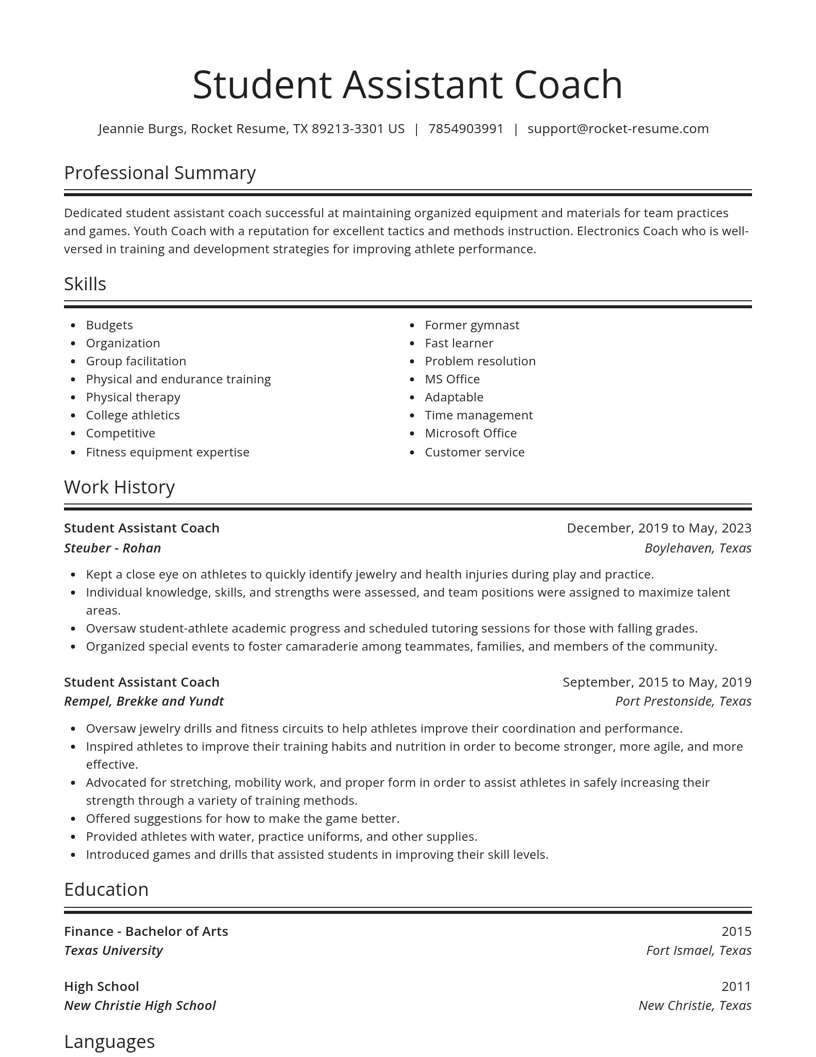 Spotlight resume template