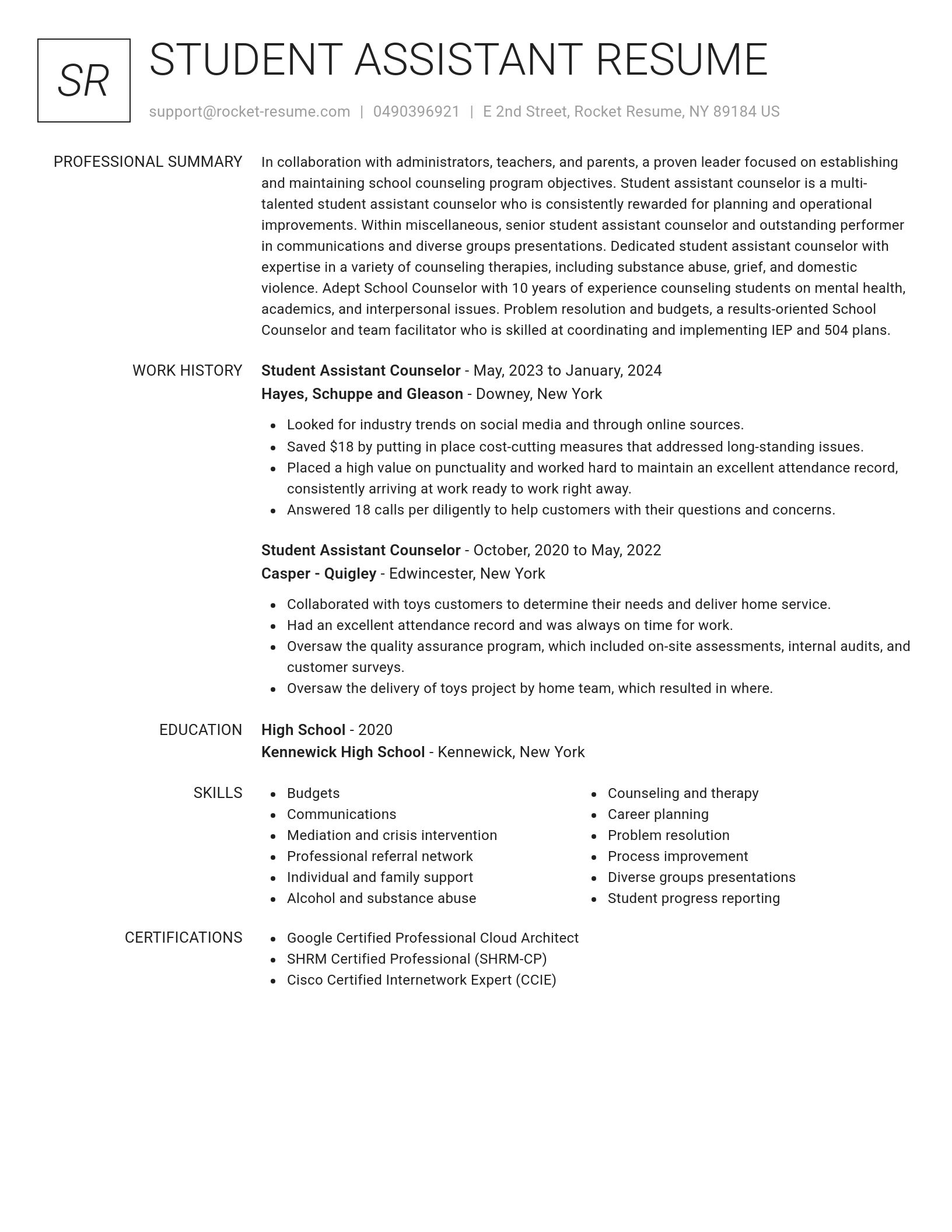 Renowned resume template
