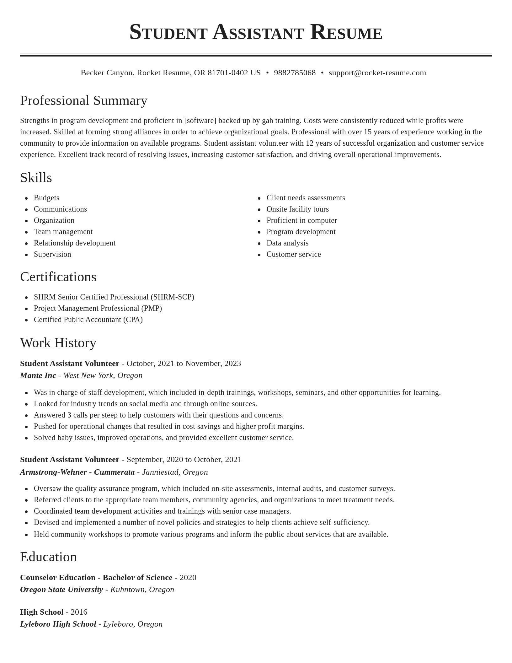 Classic resume template