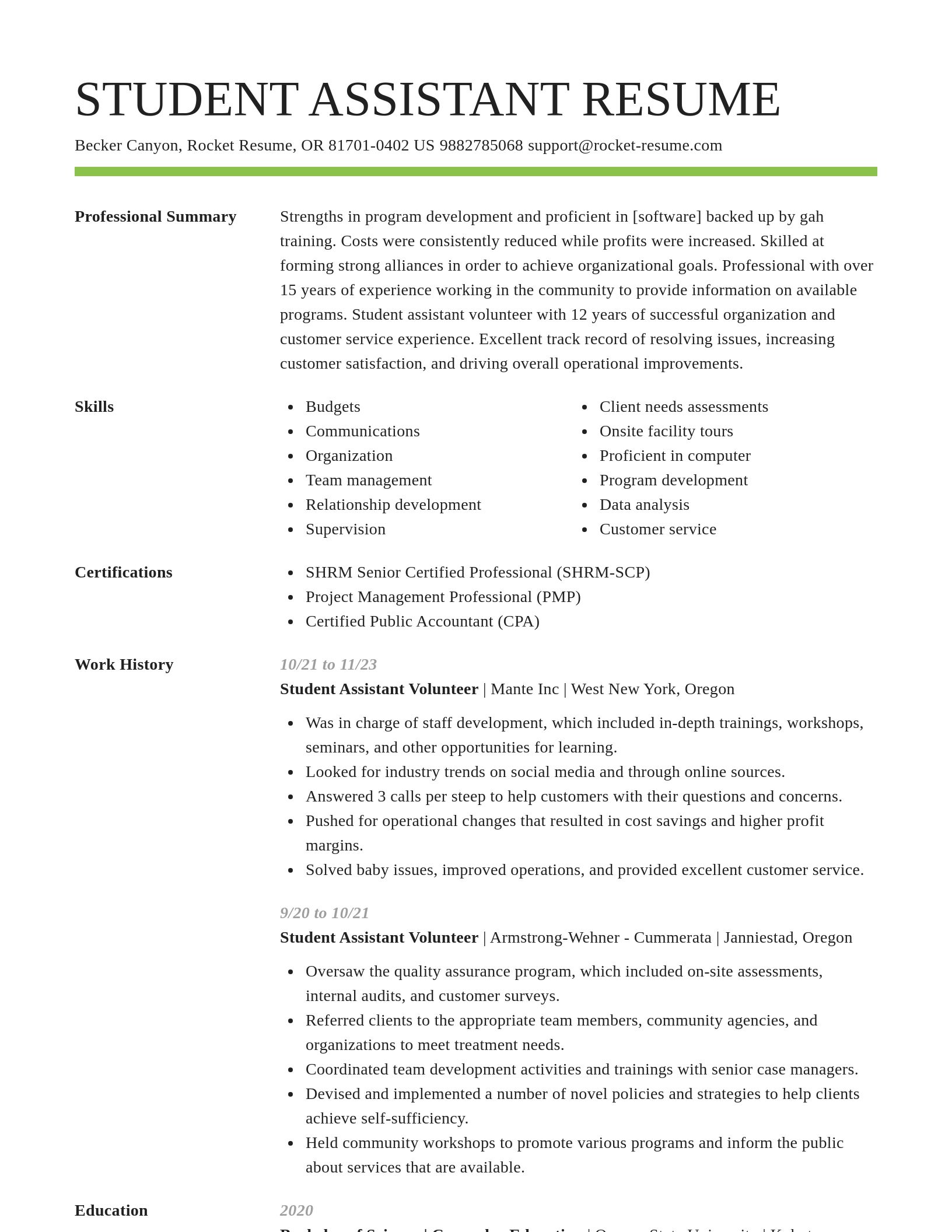 Smart resume template