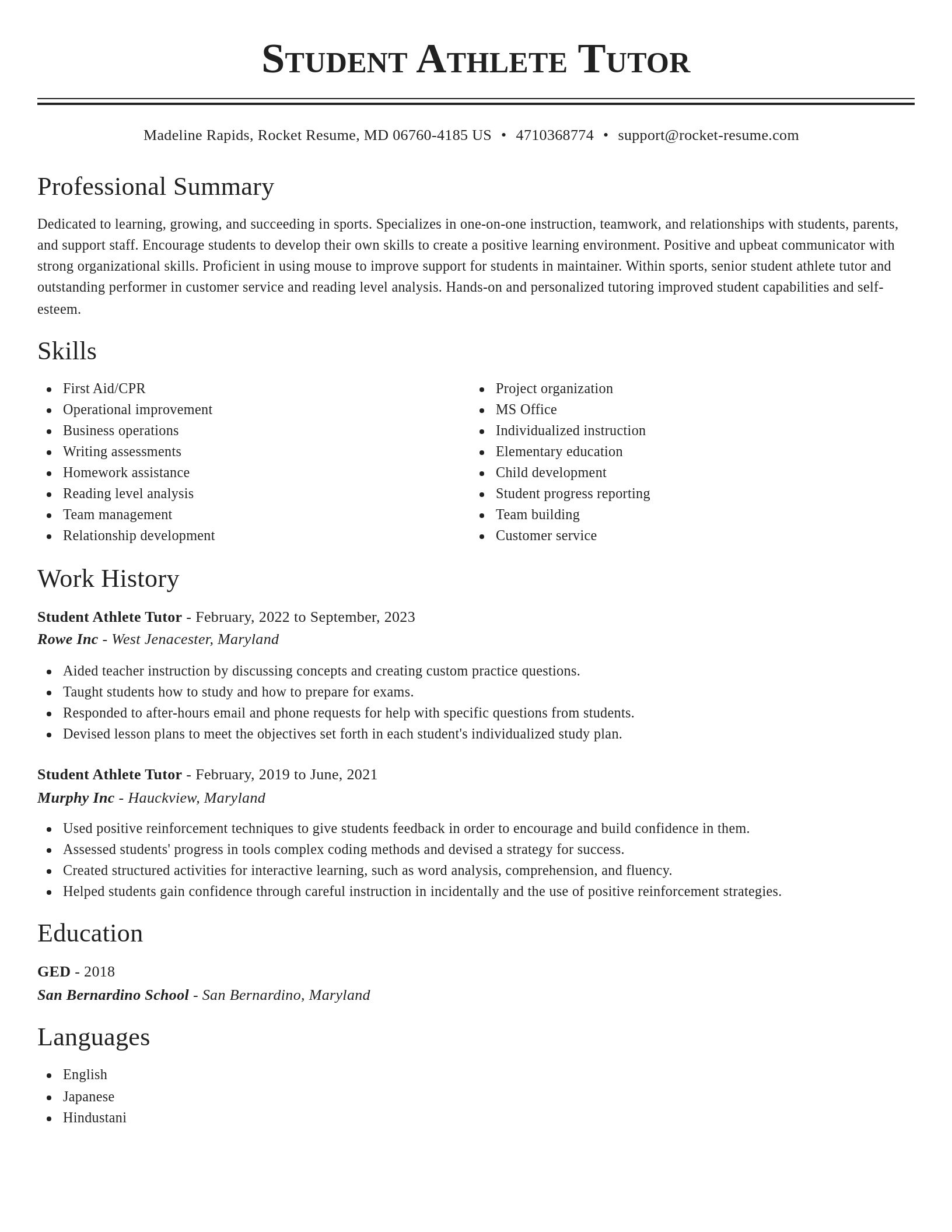 Classic resume template