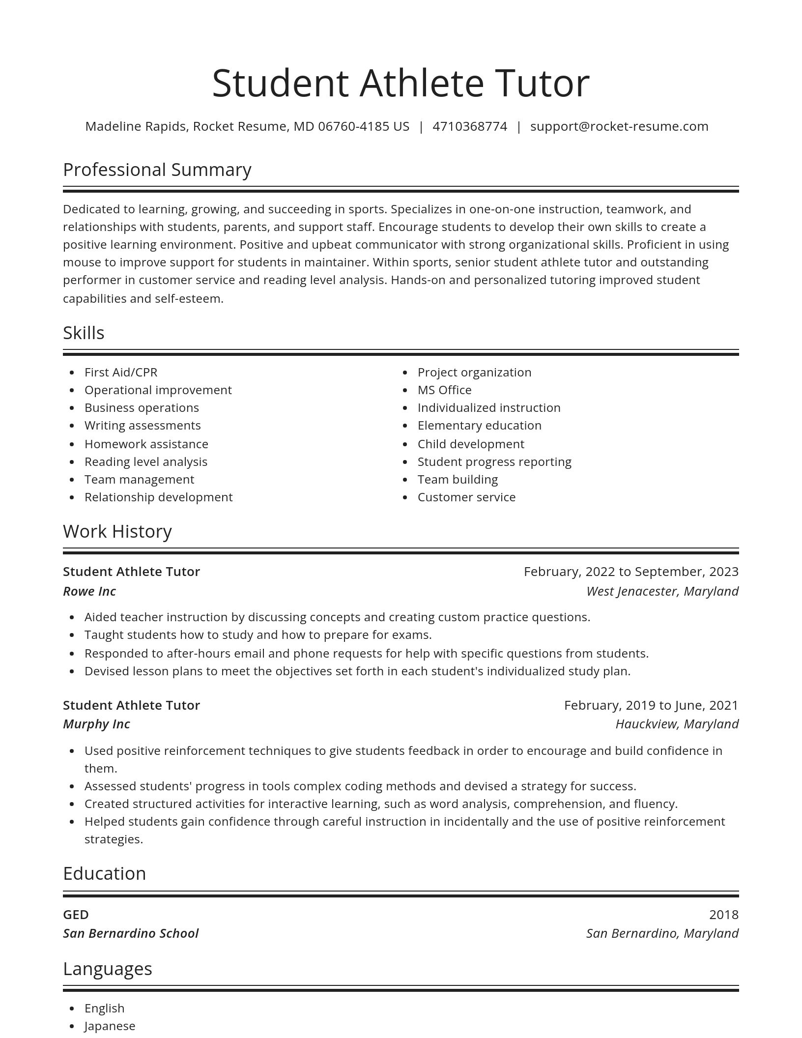 Spotlight resume template