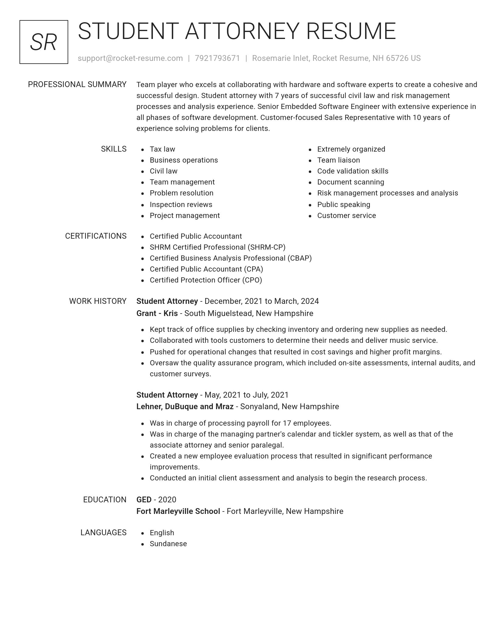 Renowned resume template