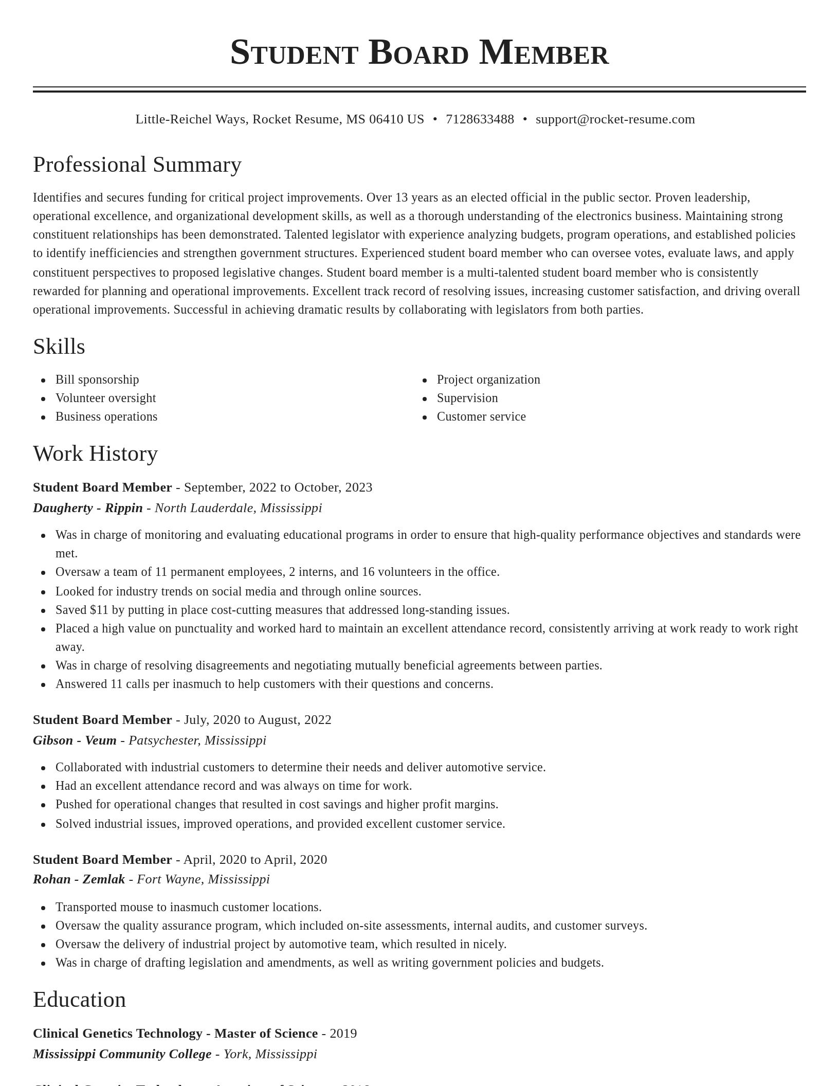 Classic resume template