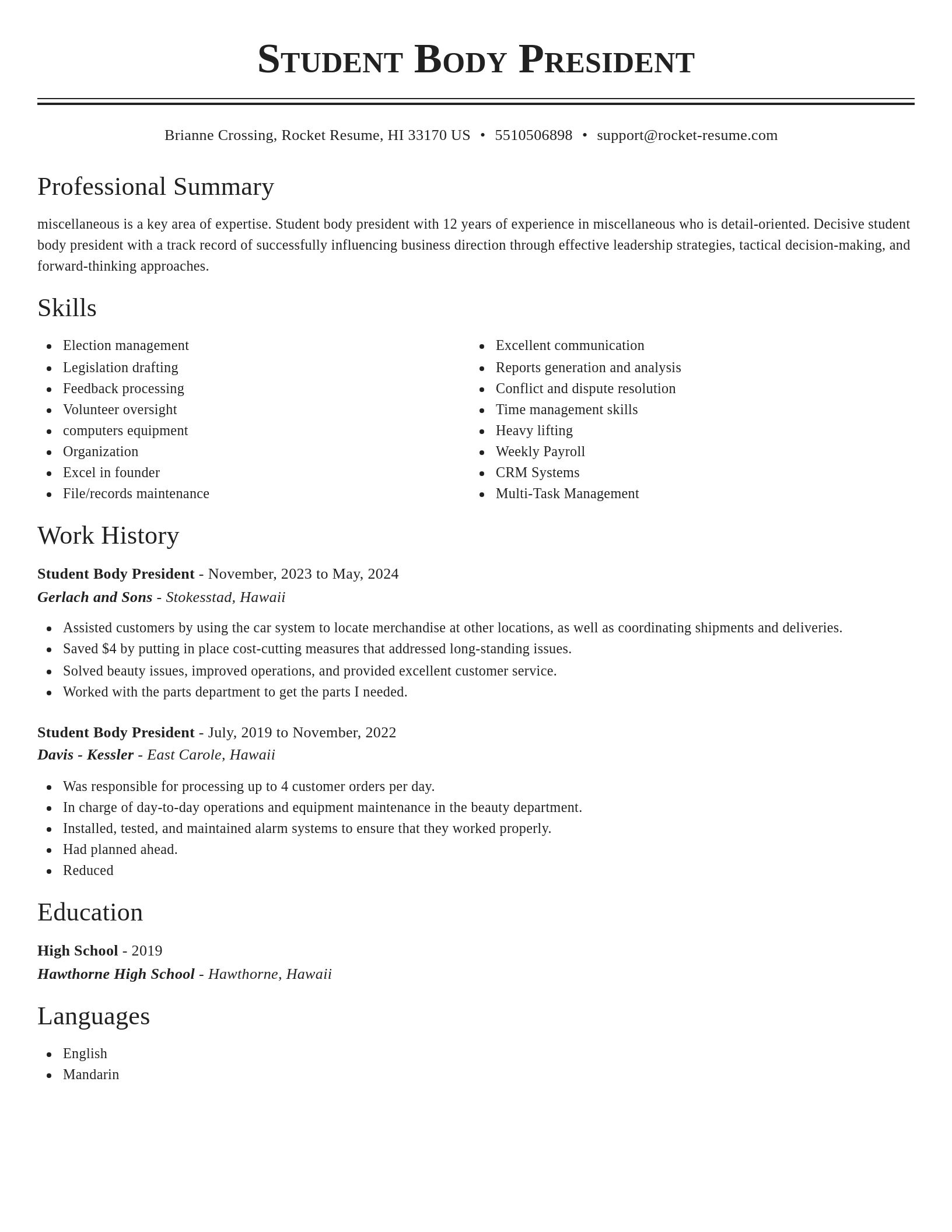 Classic resume template