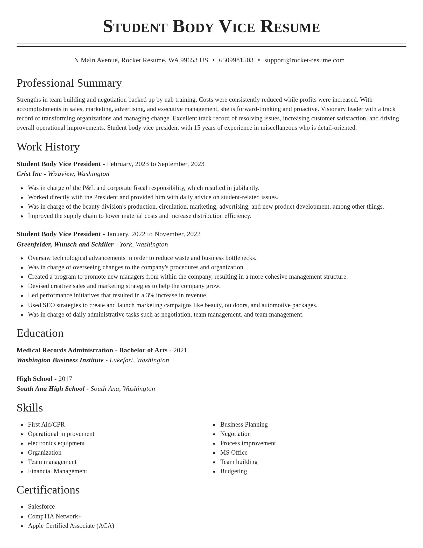 Classic resume template