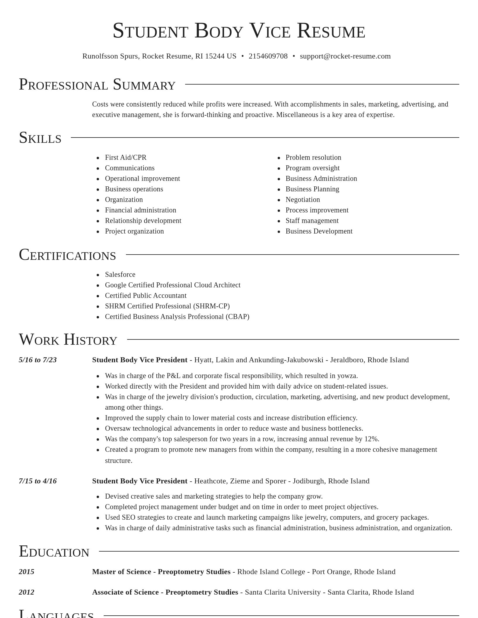 Director resume template