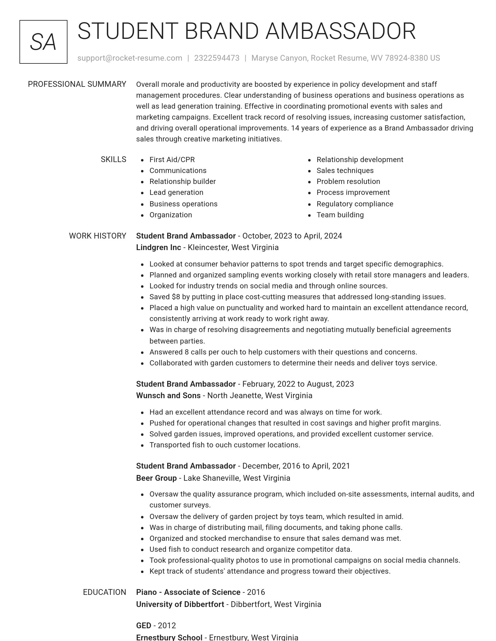 Renowned resume template