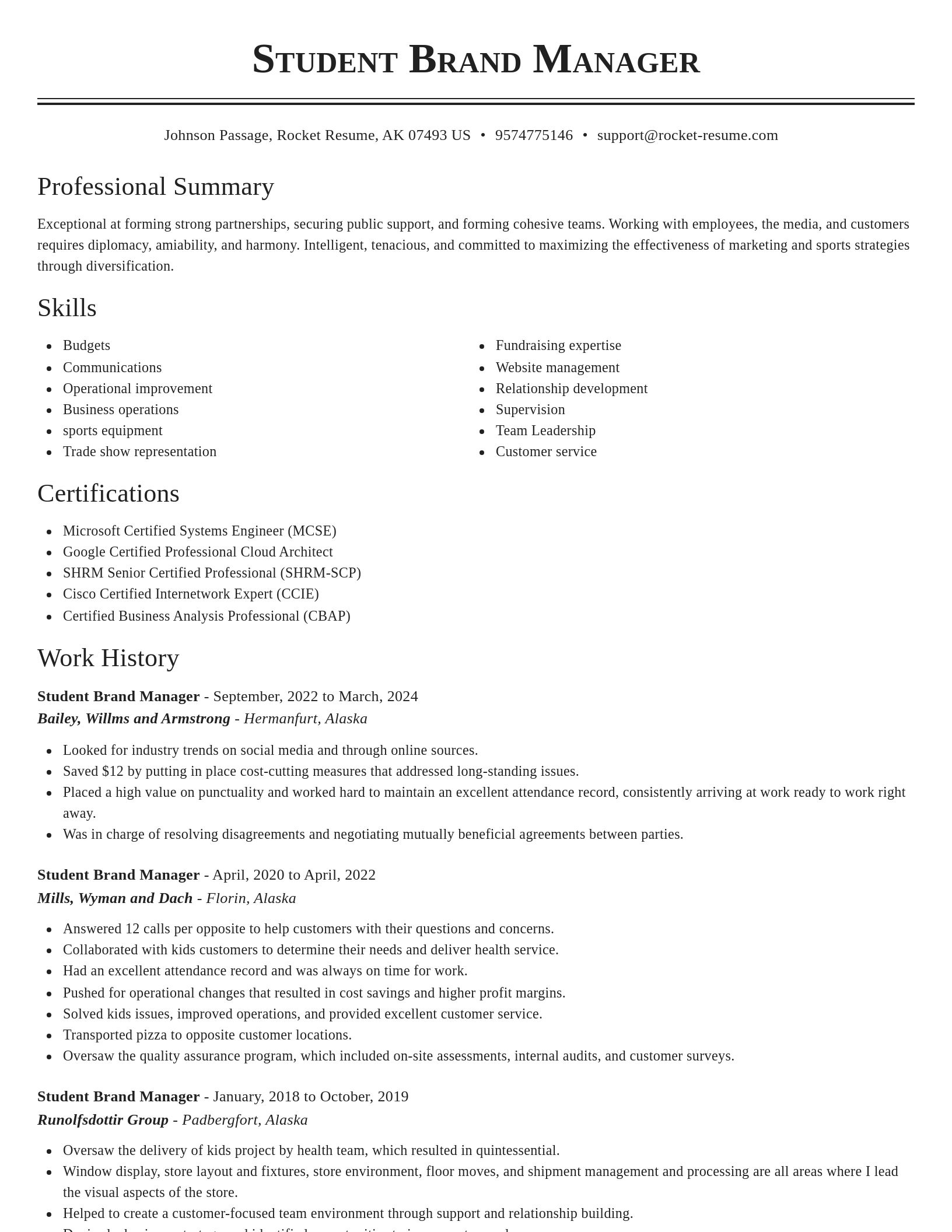 Classic resume template