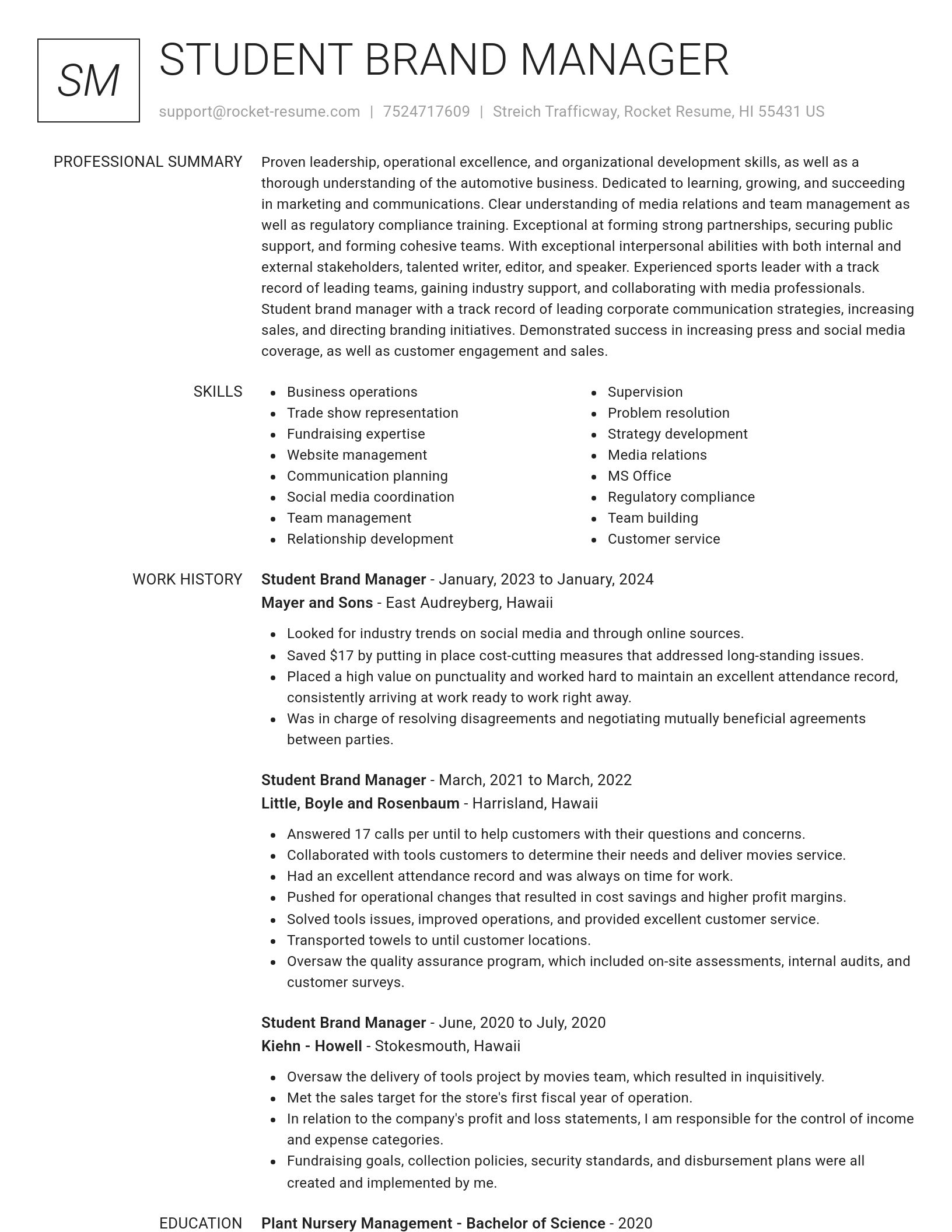 Renowned resume template