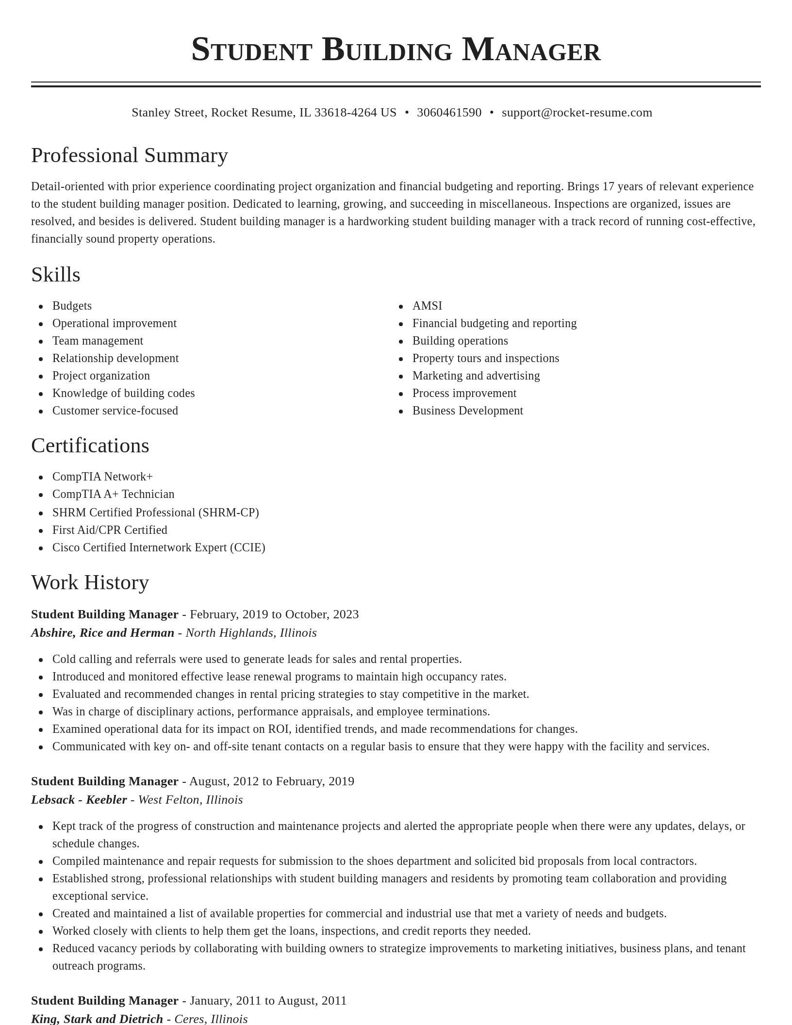 Classic resume template
