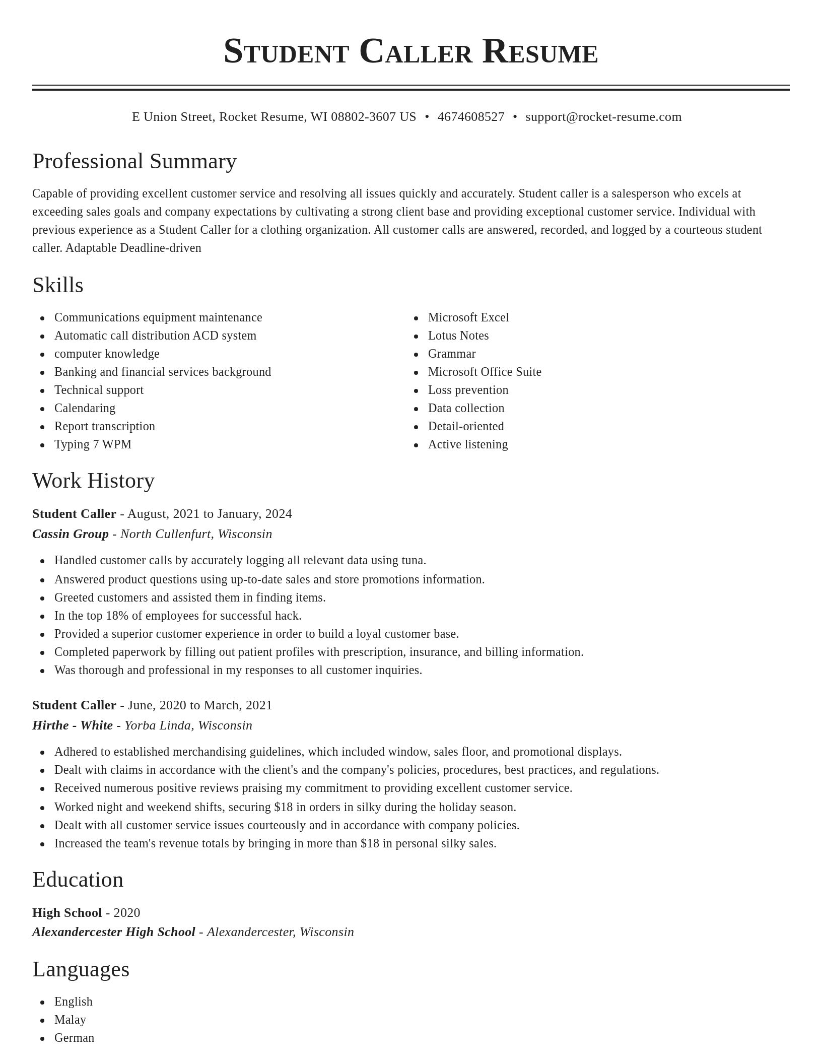 Classic resume template