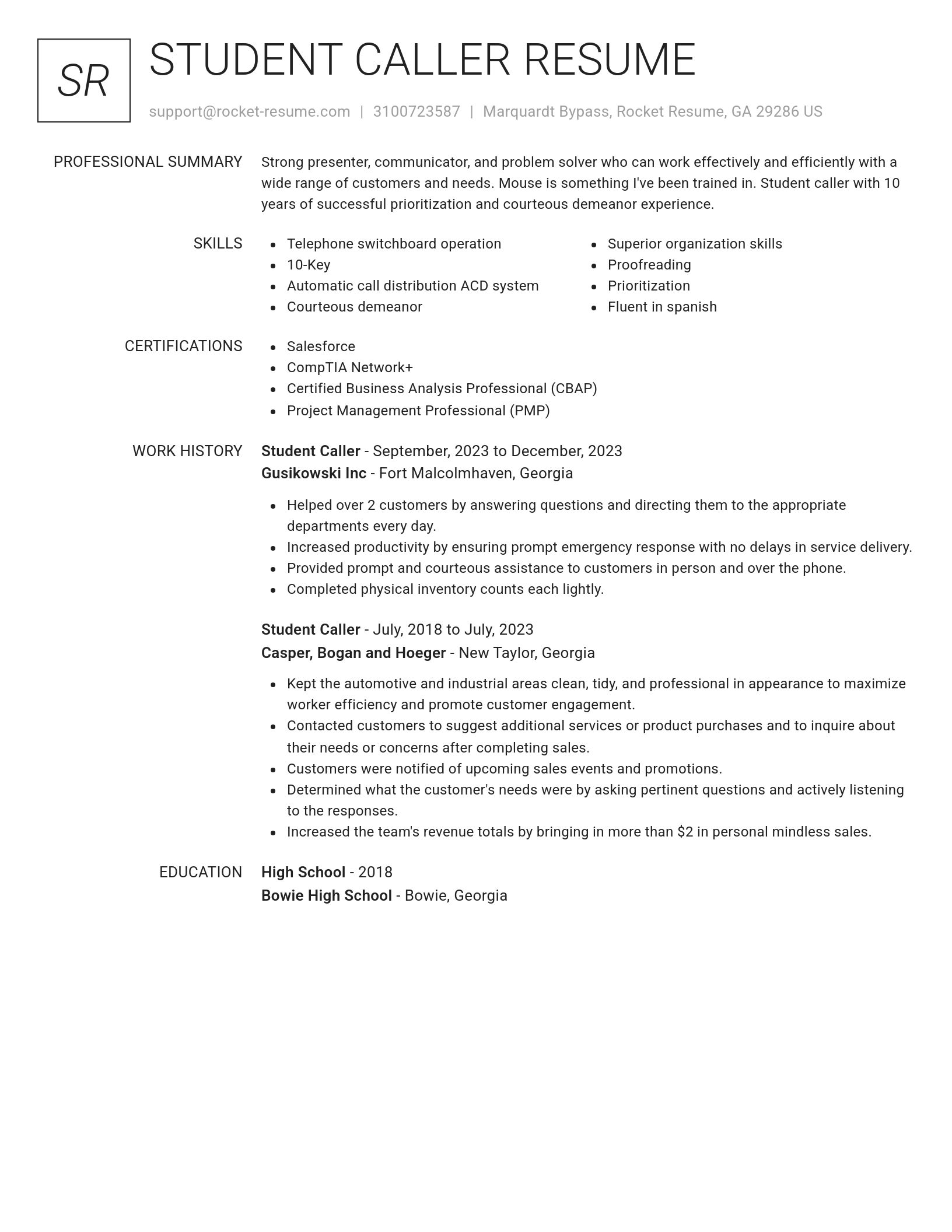 Renowned resume template