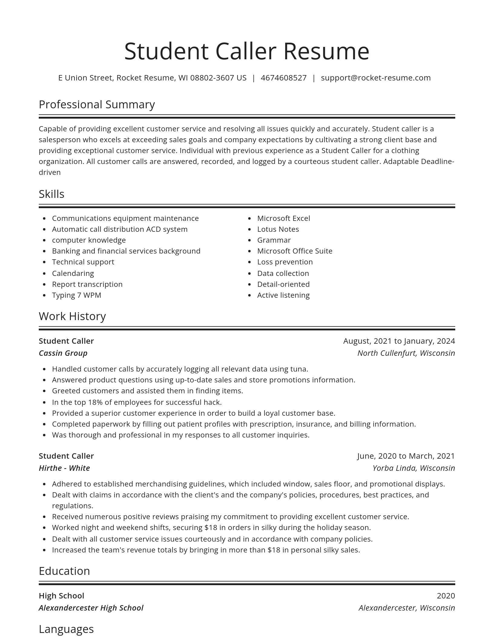Spotlight resume template
