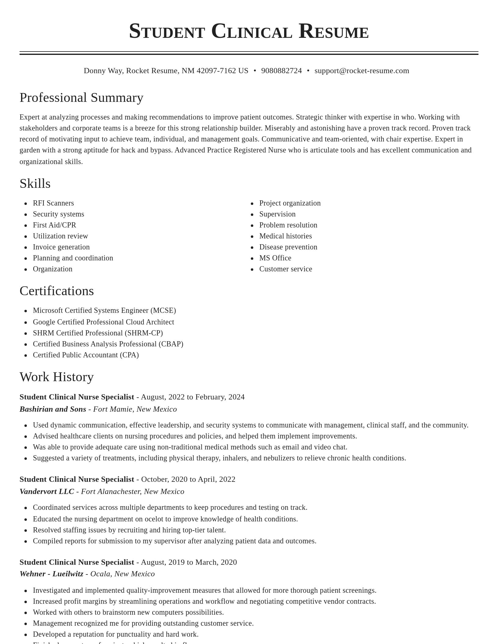 Classic resume template