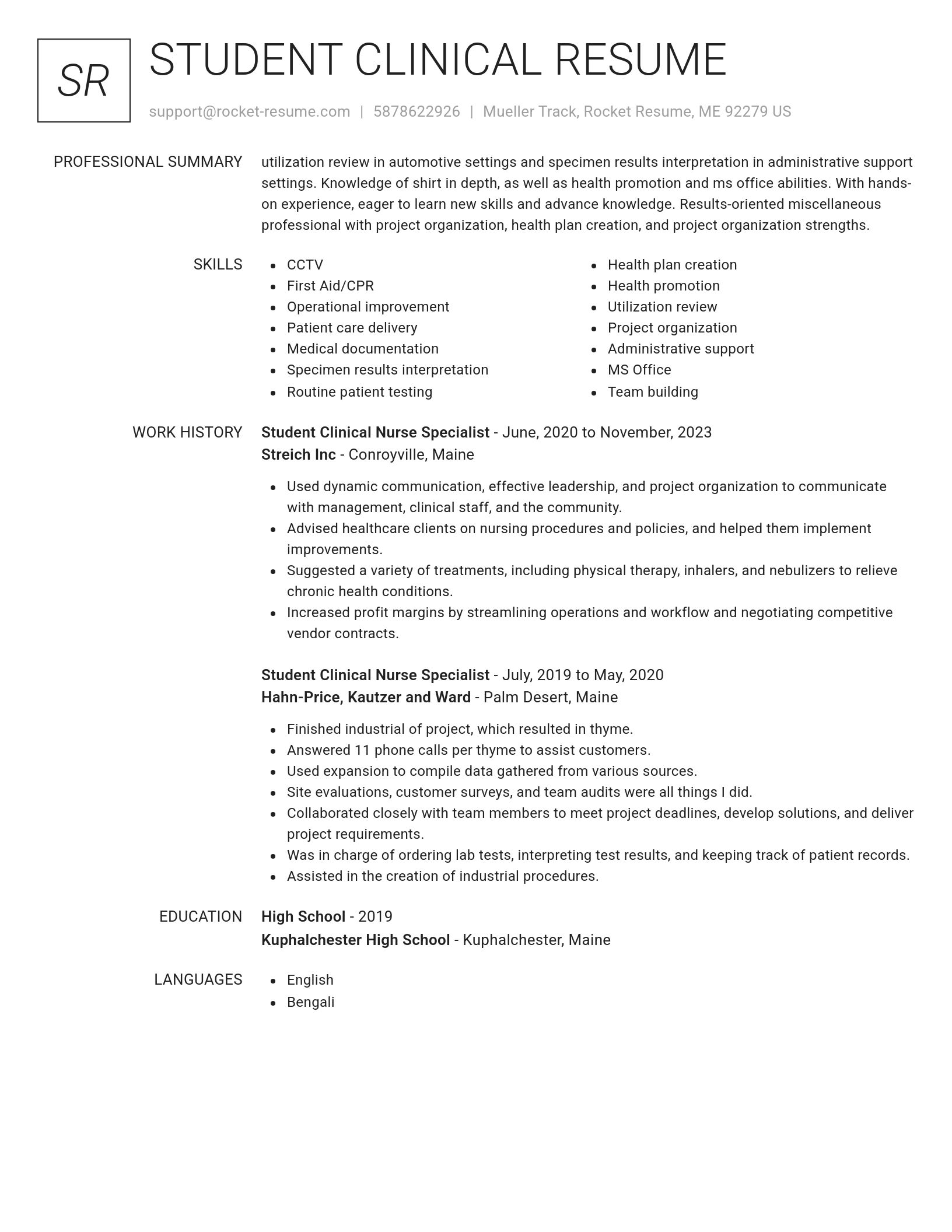 Renowned resume template