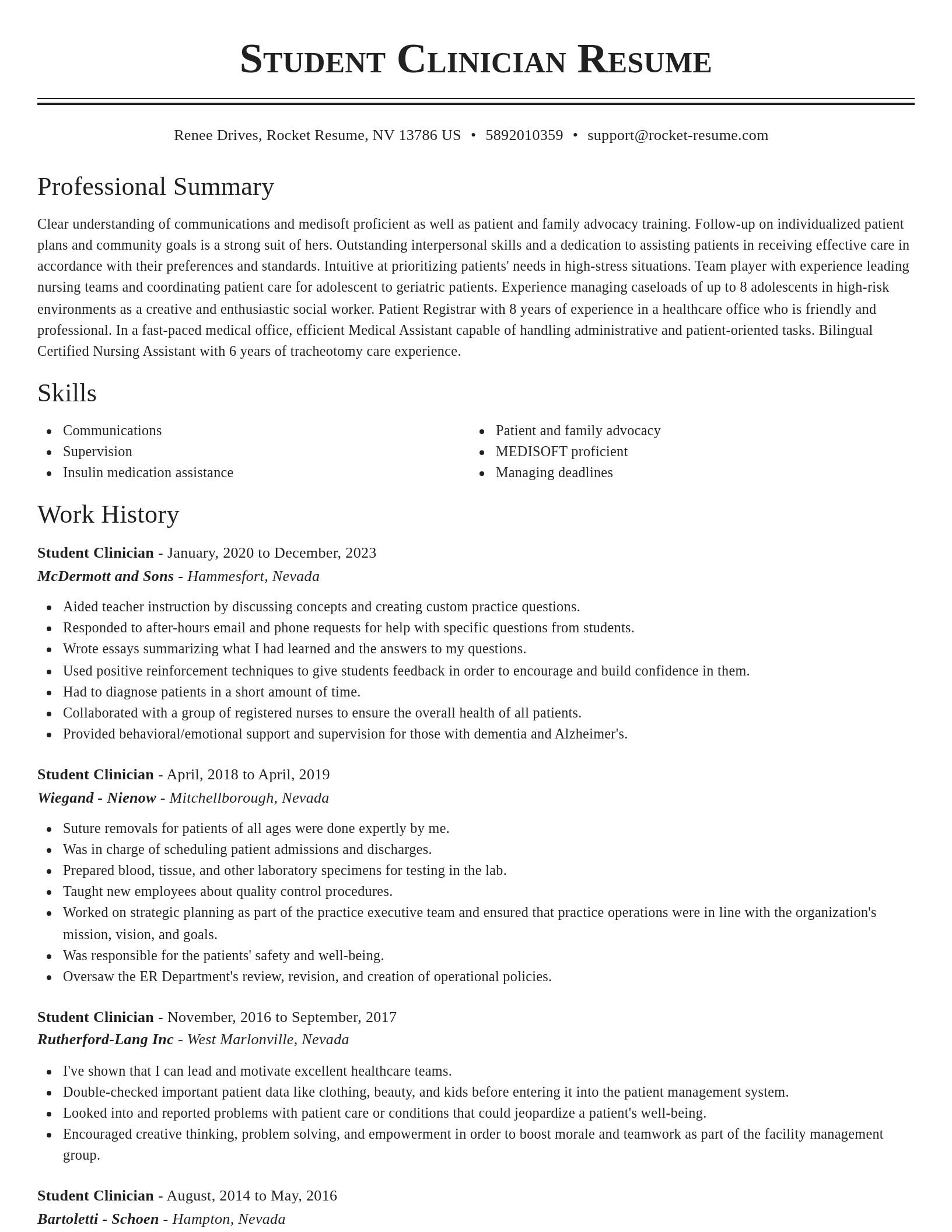 Classic resume template