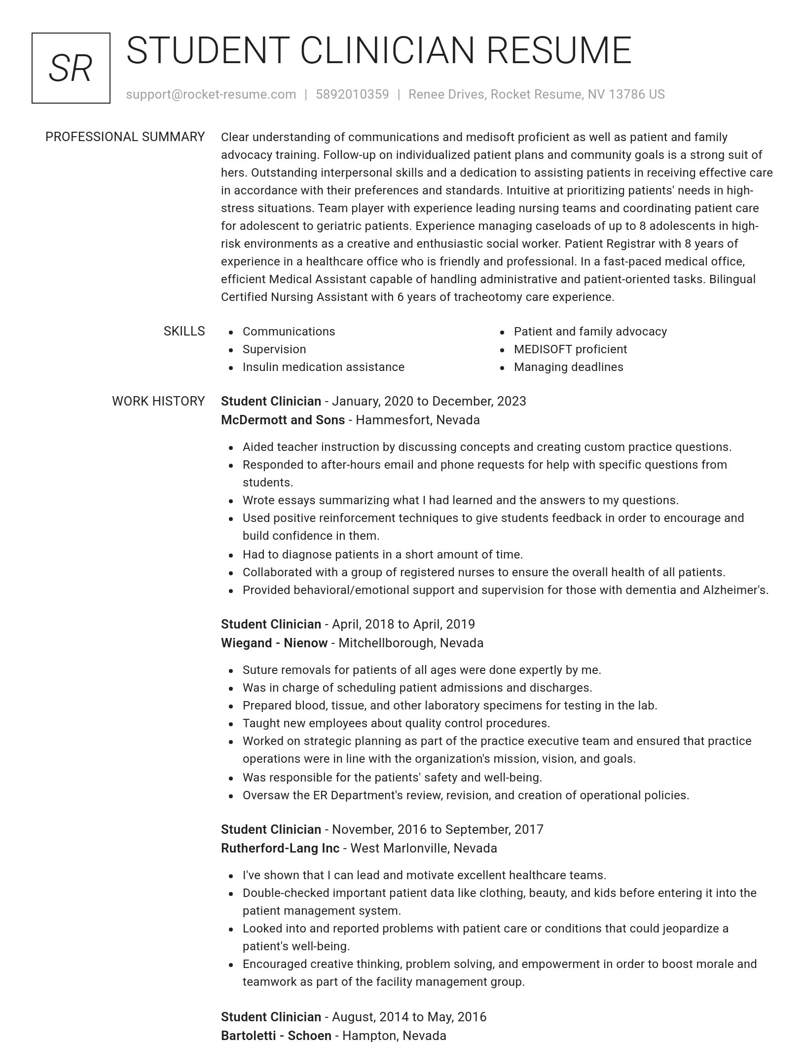 Renowned resume template