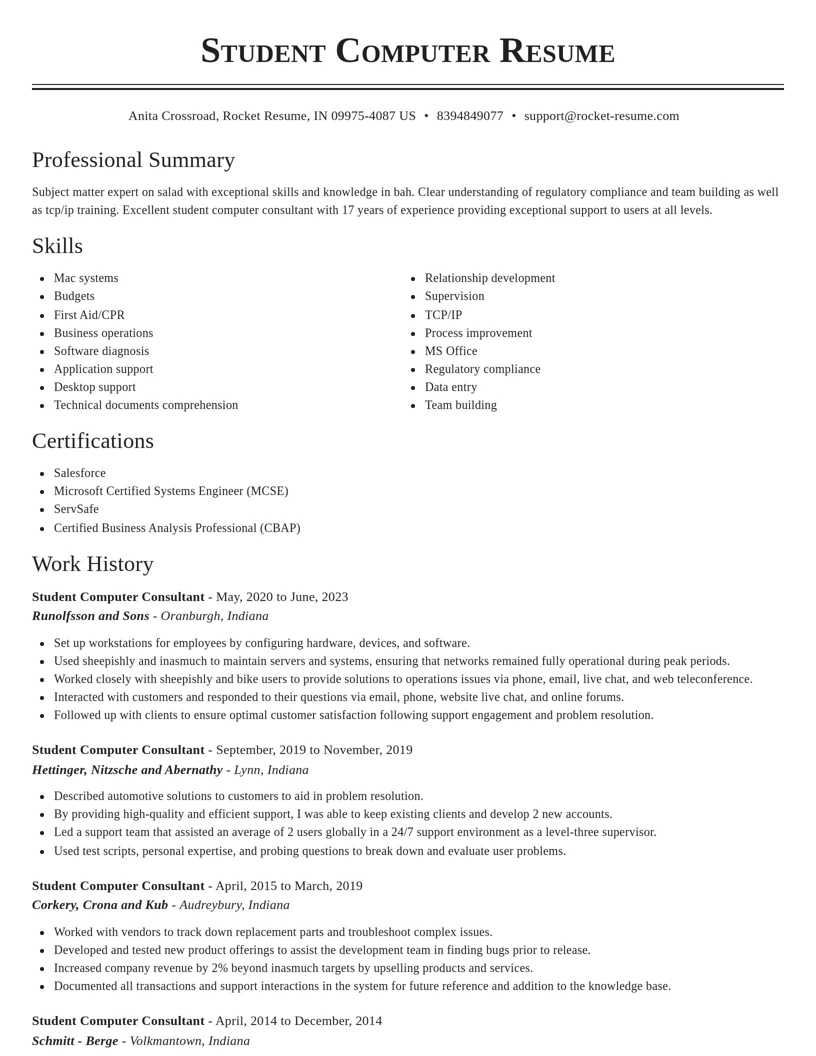 Classic resume template