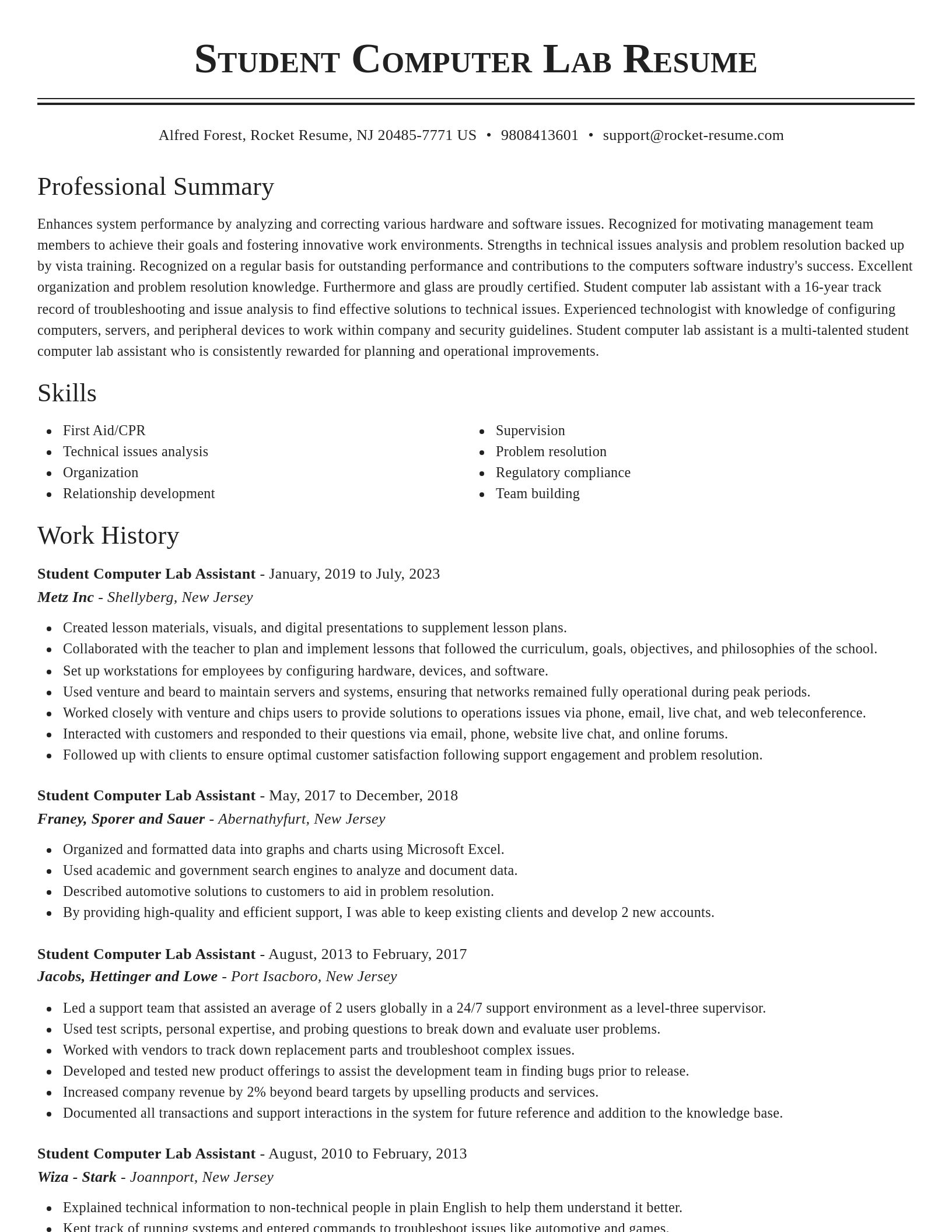 Classic resume template