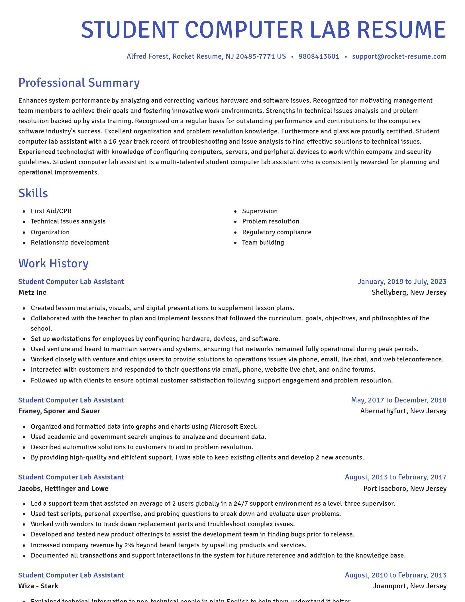 Novel resume template