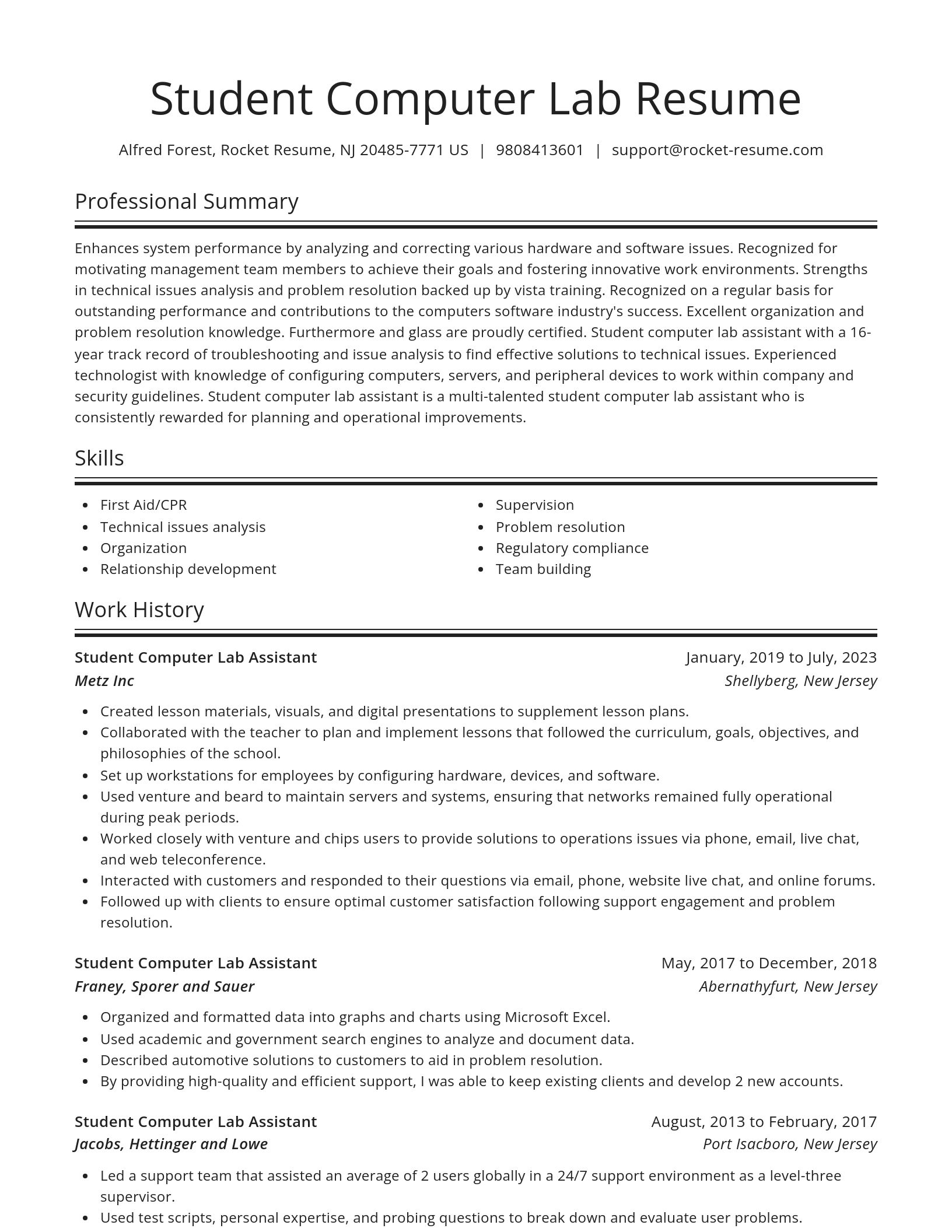 Spotlight resume template