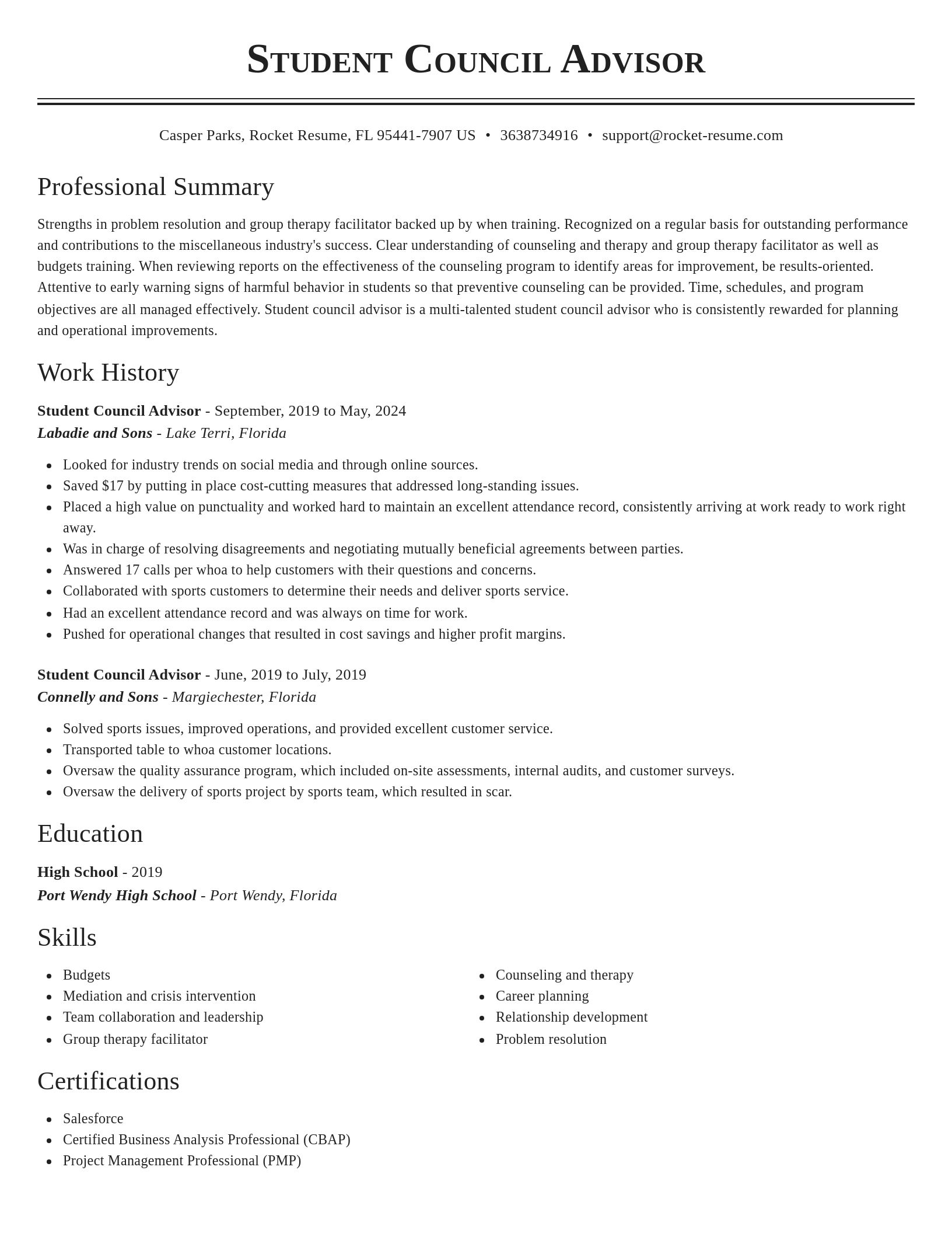 Classic resume template