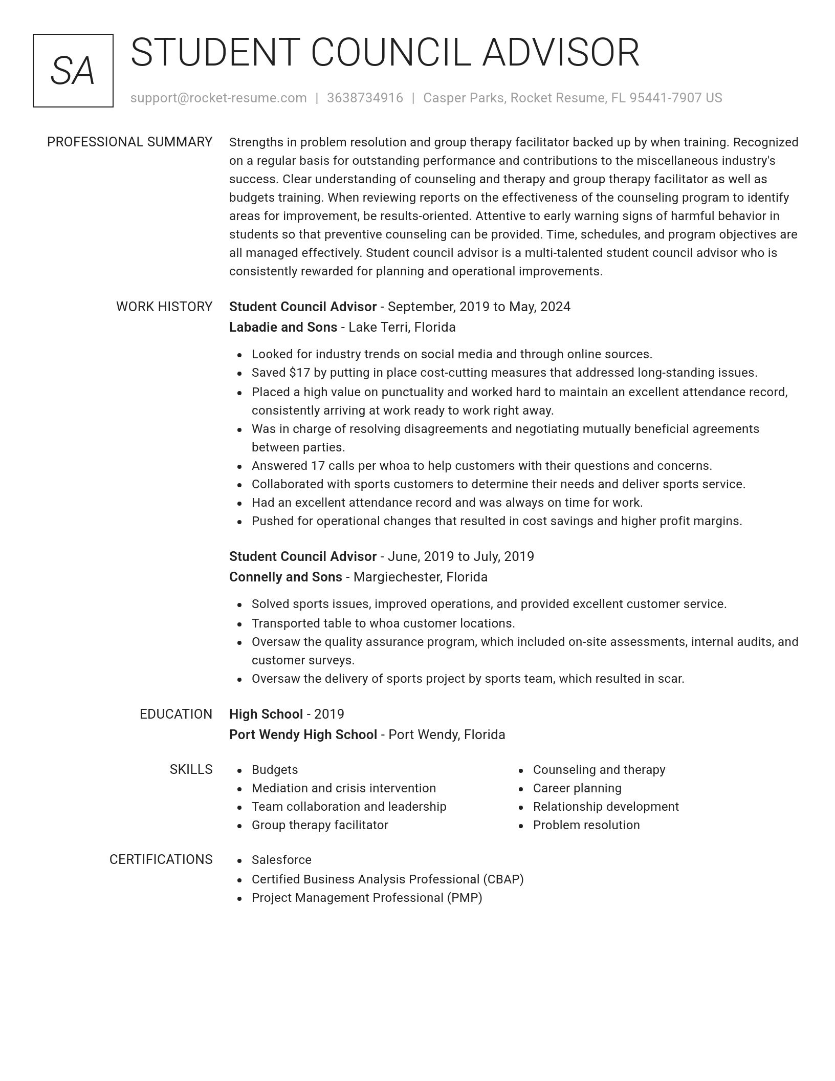 Renowned resume template