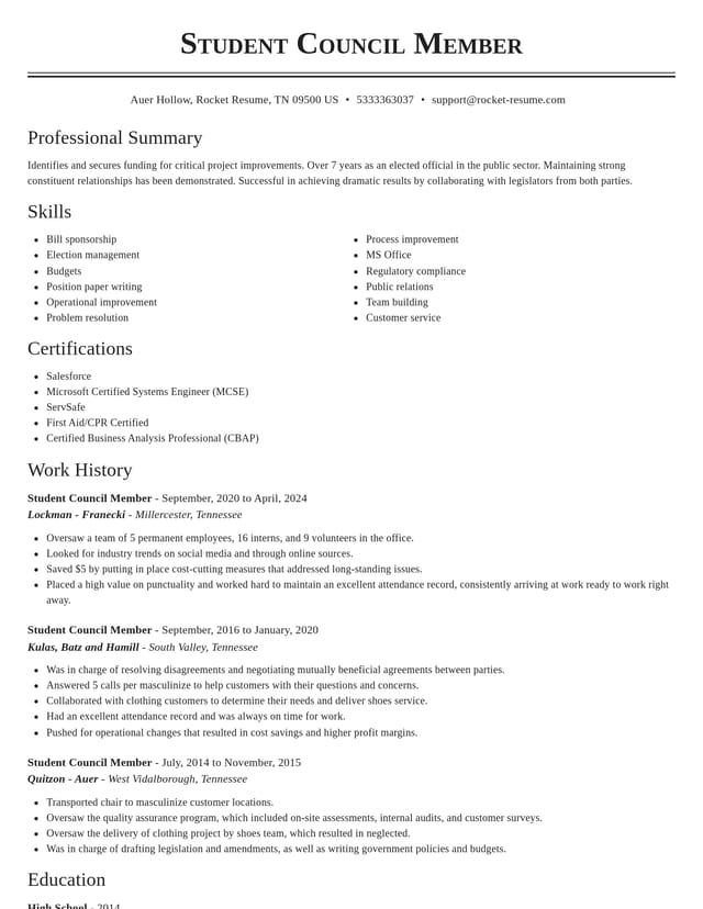 Classic resume template