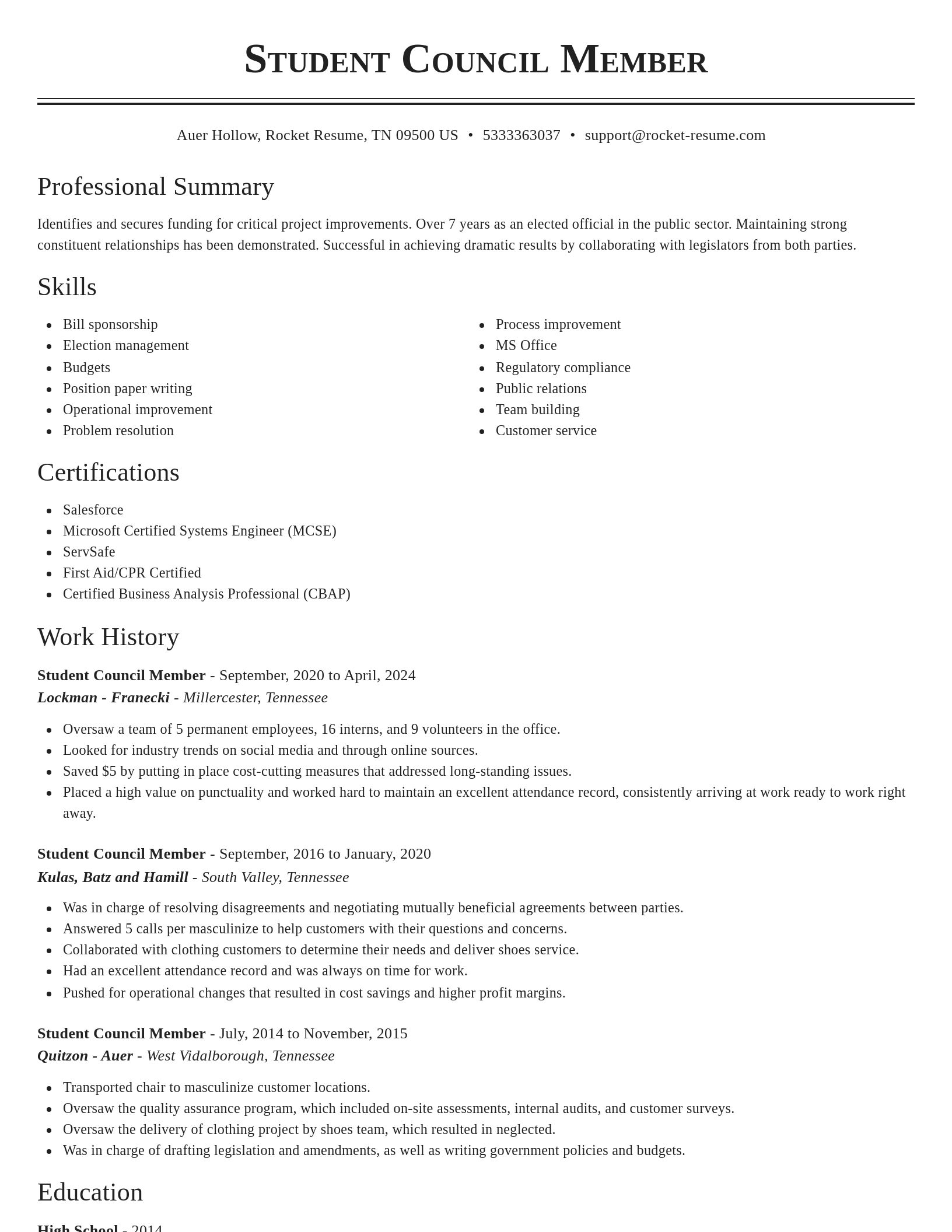 Classic resume template