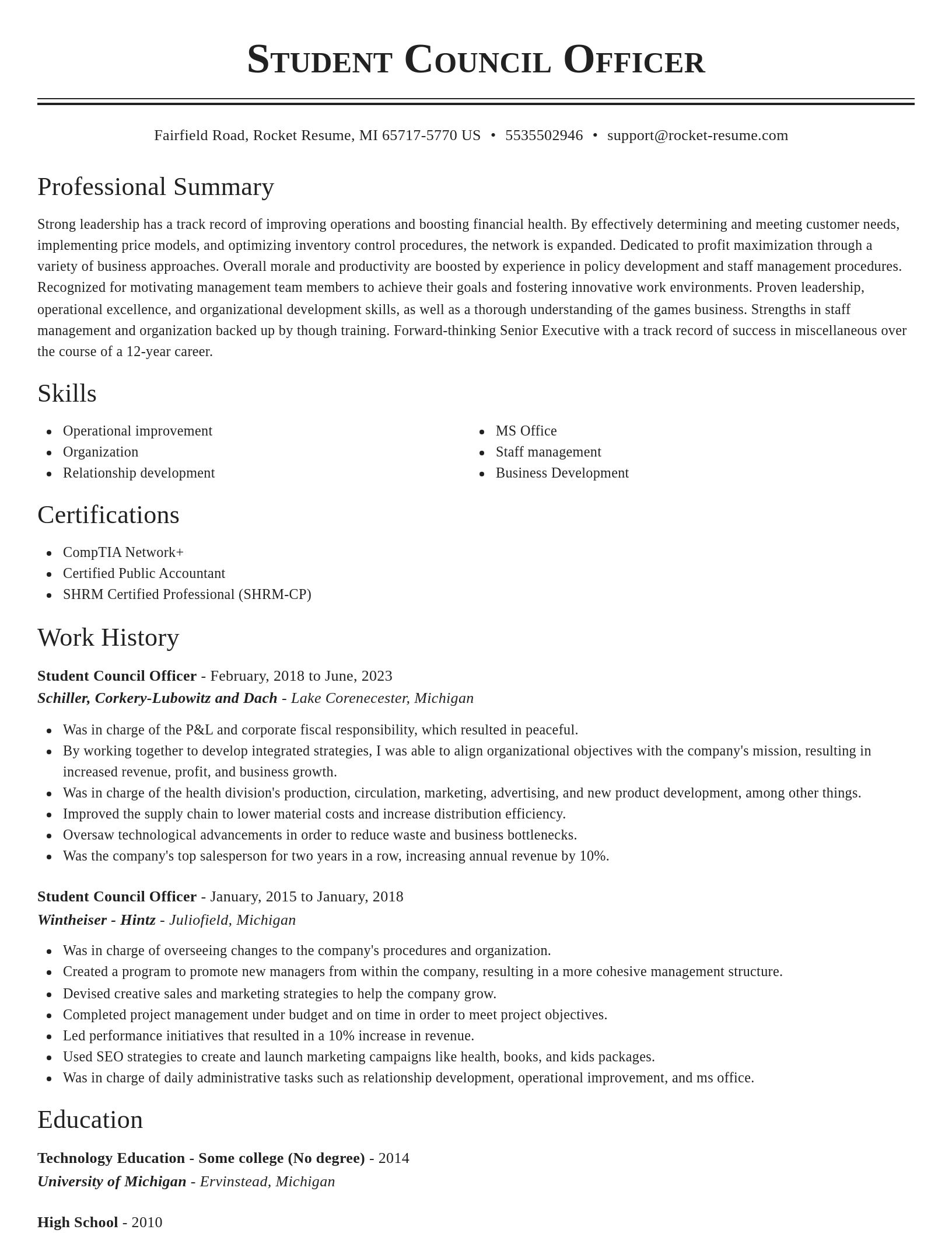 Classic resume template