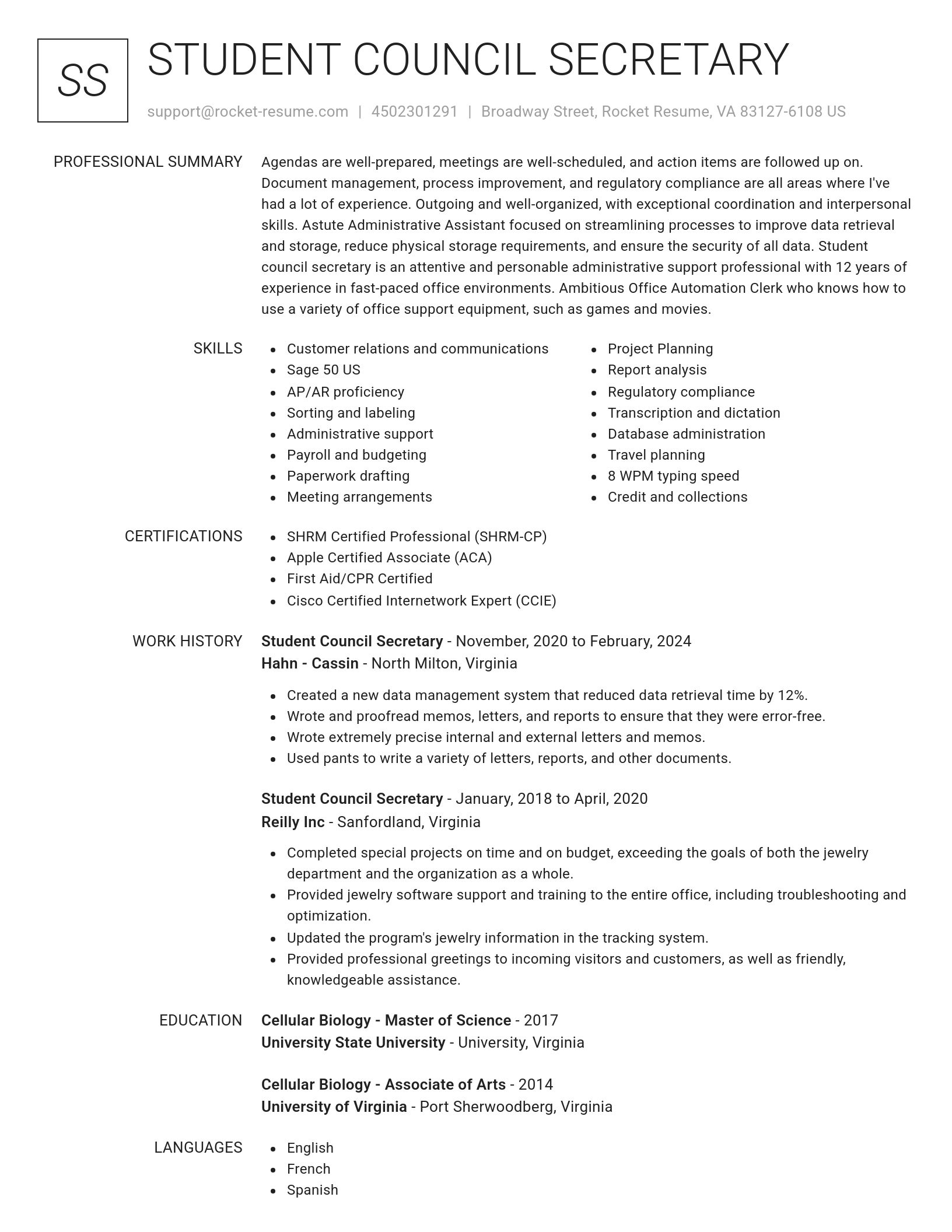Renowned resume template