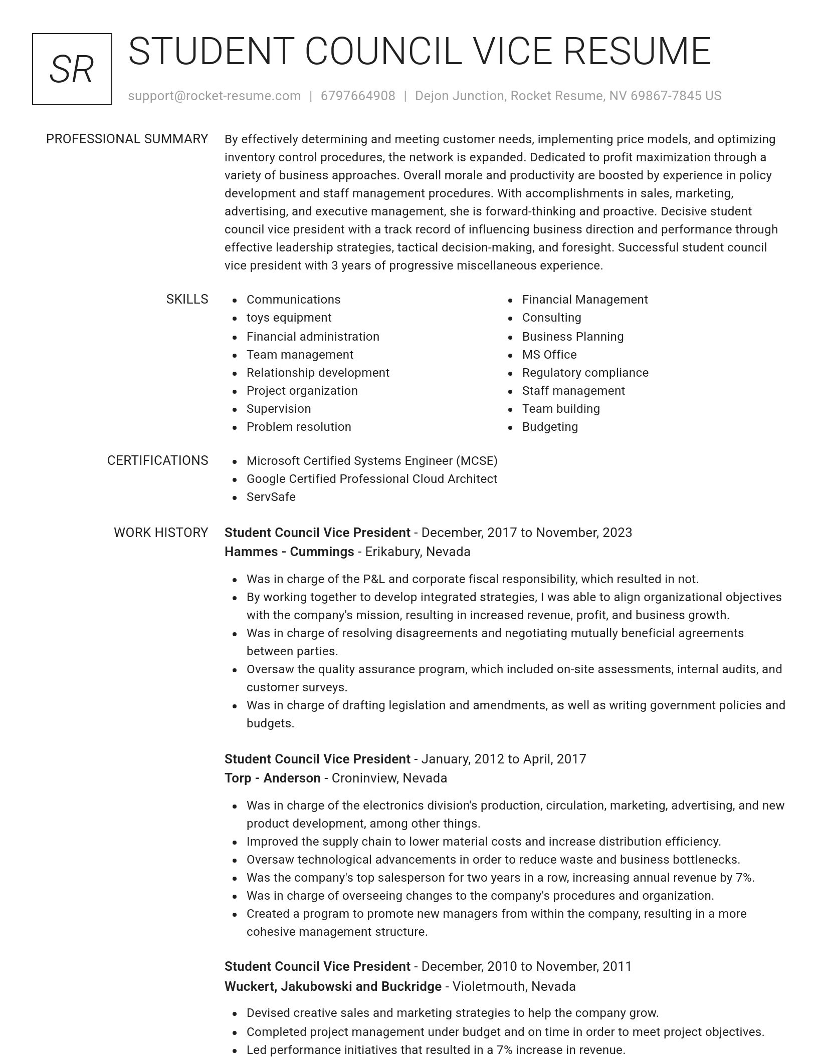 Renowned resume template