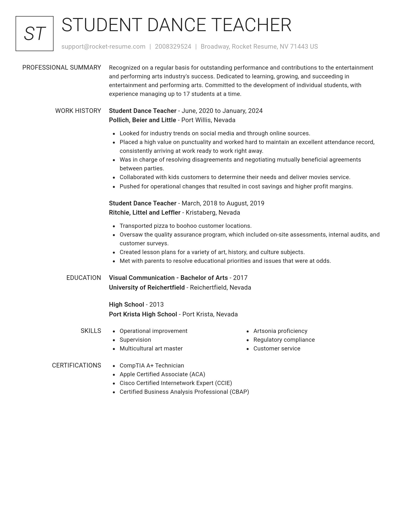Renowned resume template