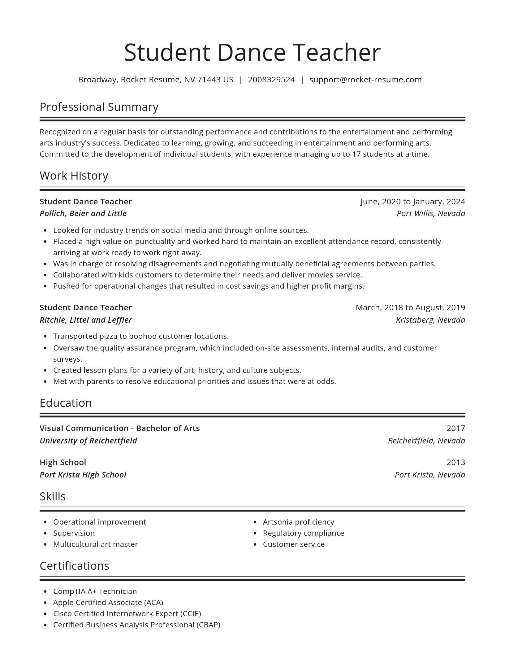 Spotlight resume template