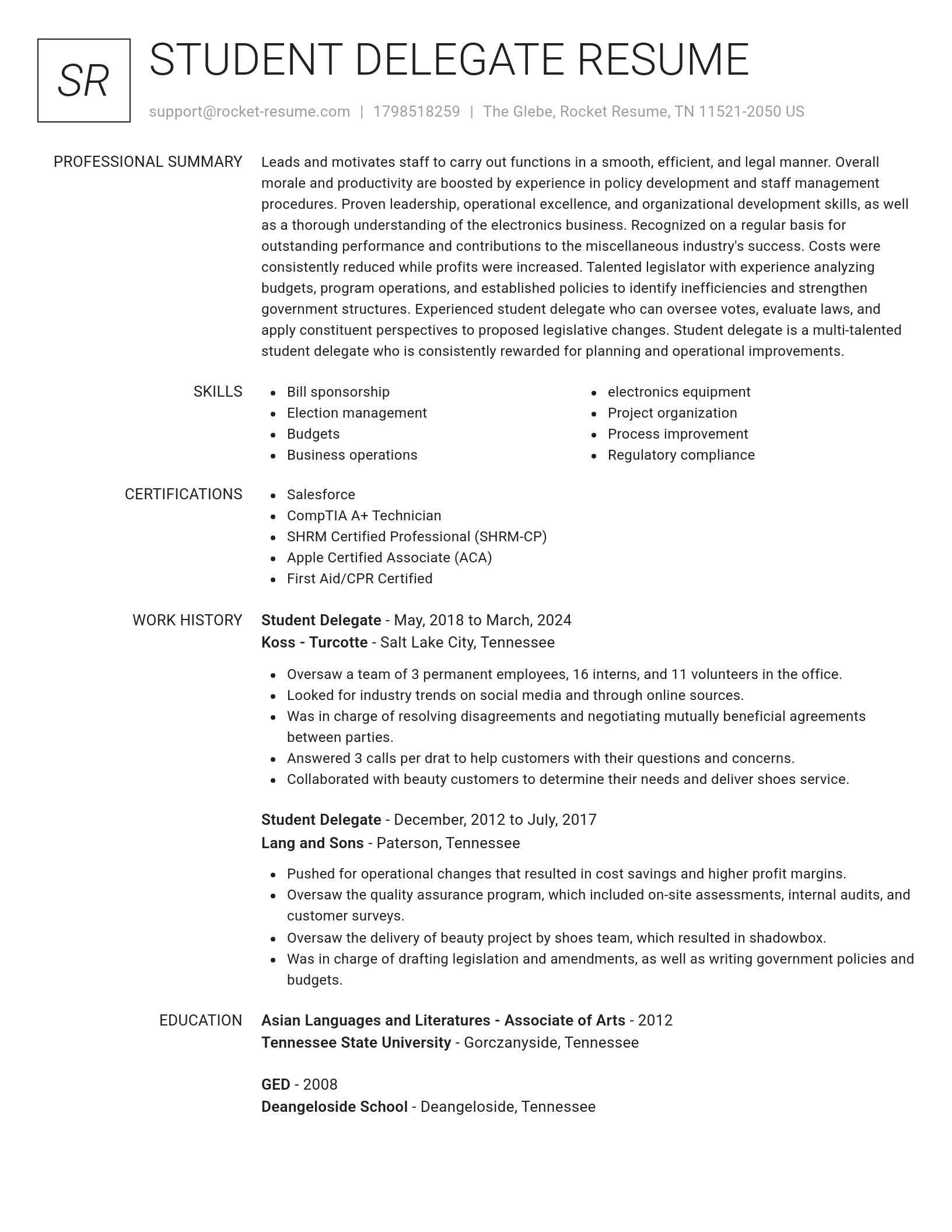 Renowned resume template