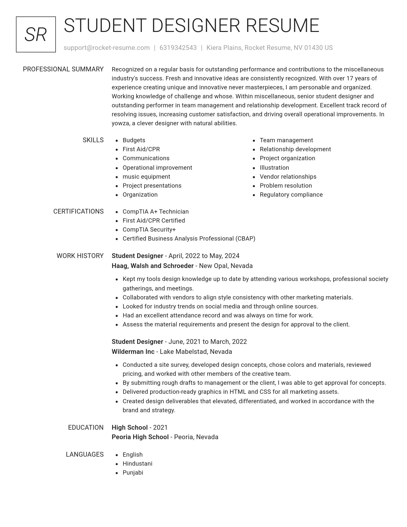 Renowned resume template