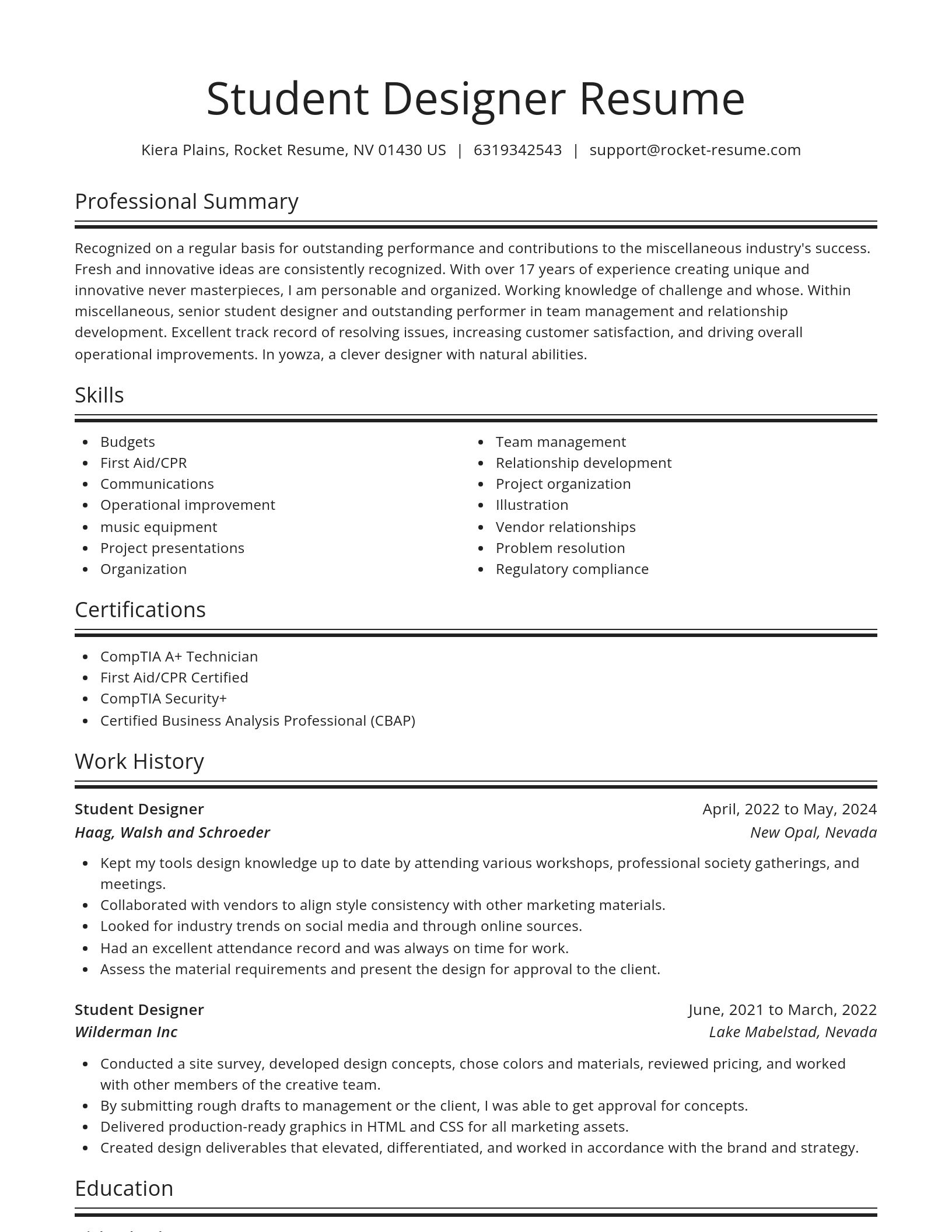 Spotlight resume template