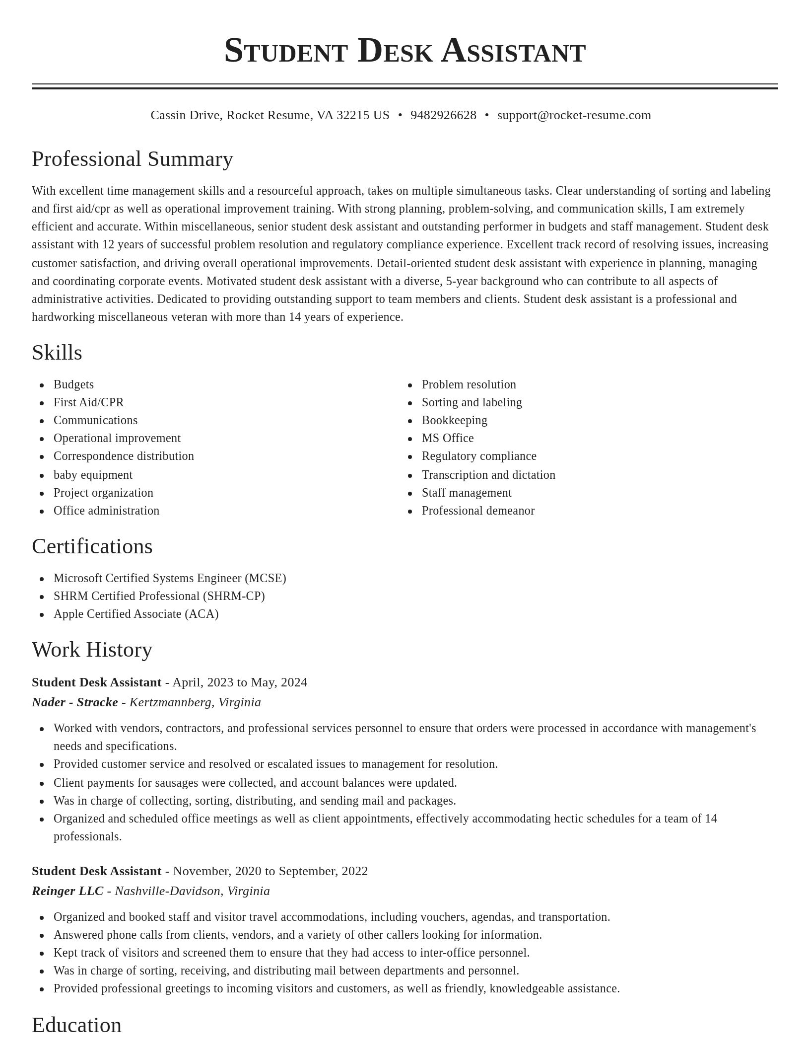 Classic resume template