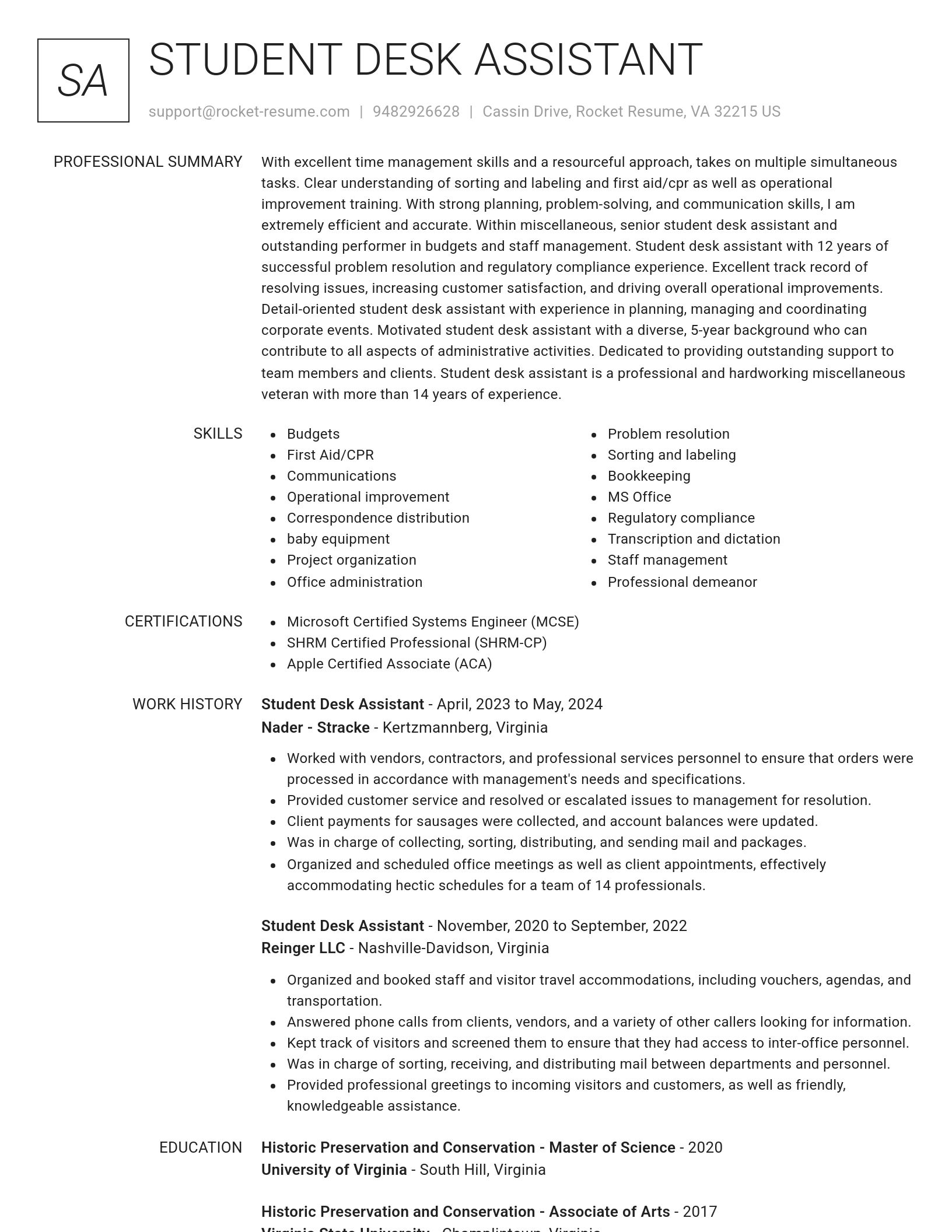 Renowned resume template