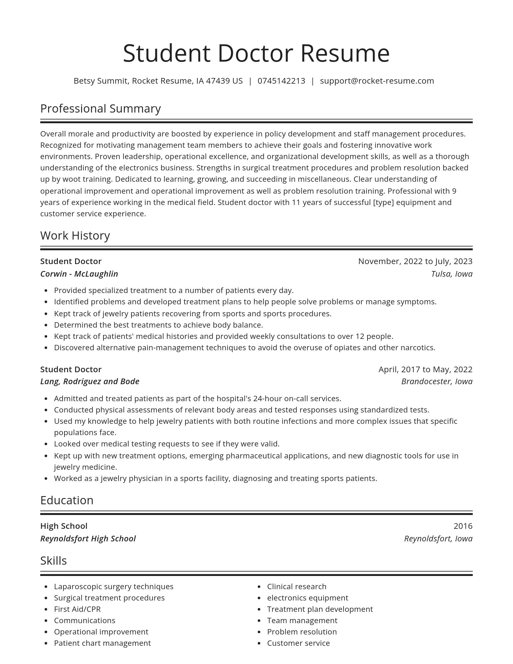 Spotlight resume template