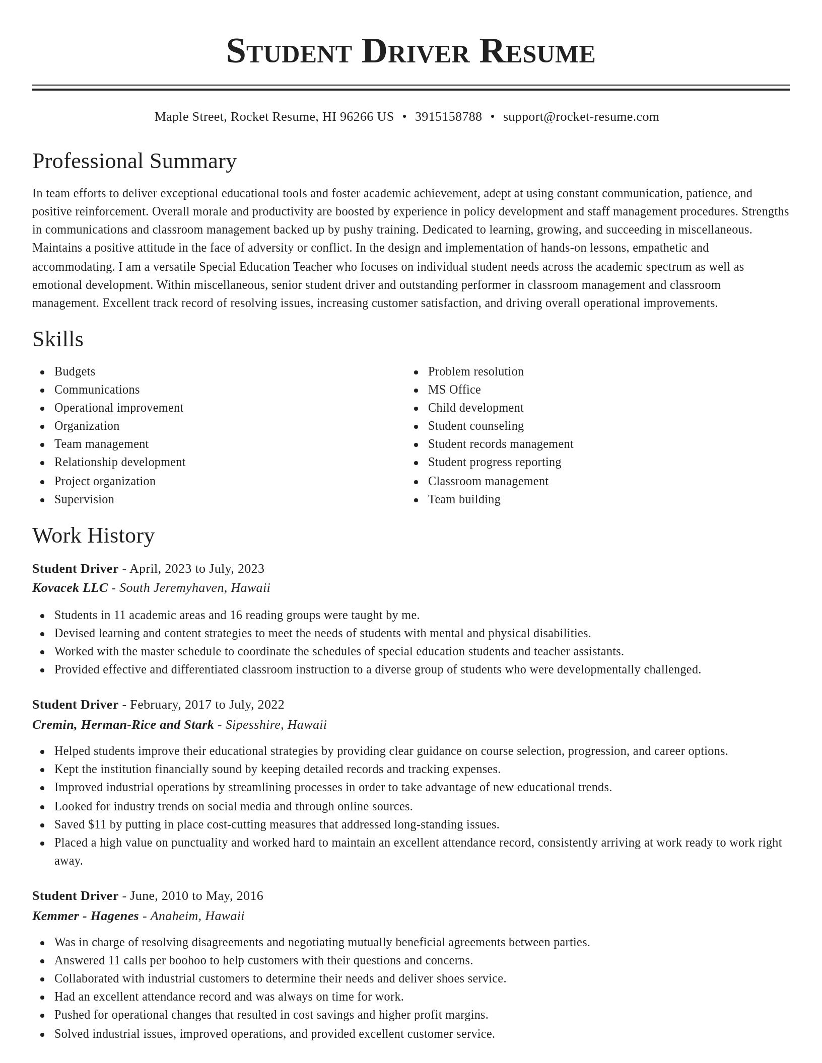 Classic resume template