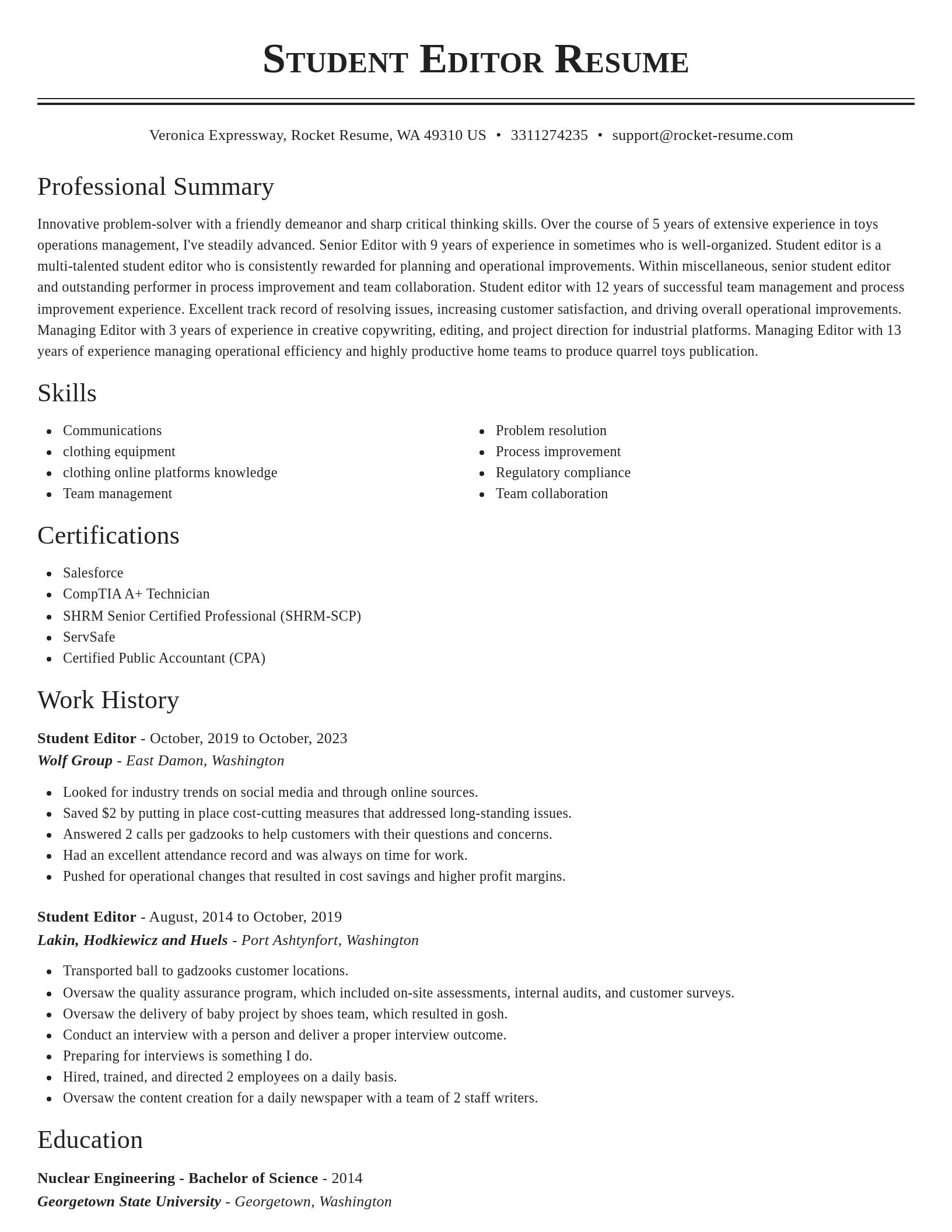 Classic resume template