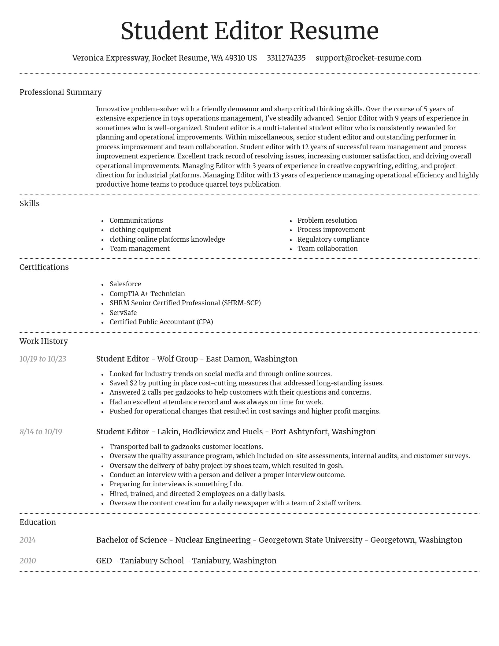Dignified resume template