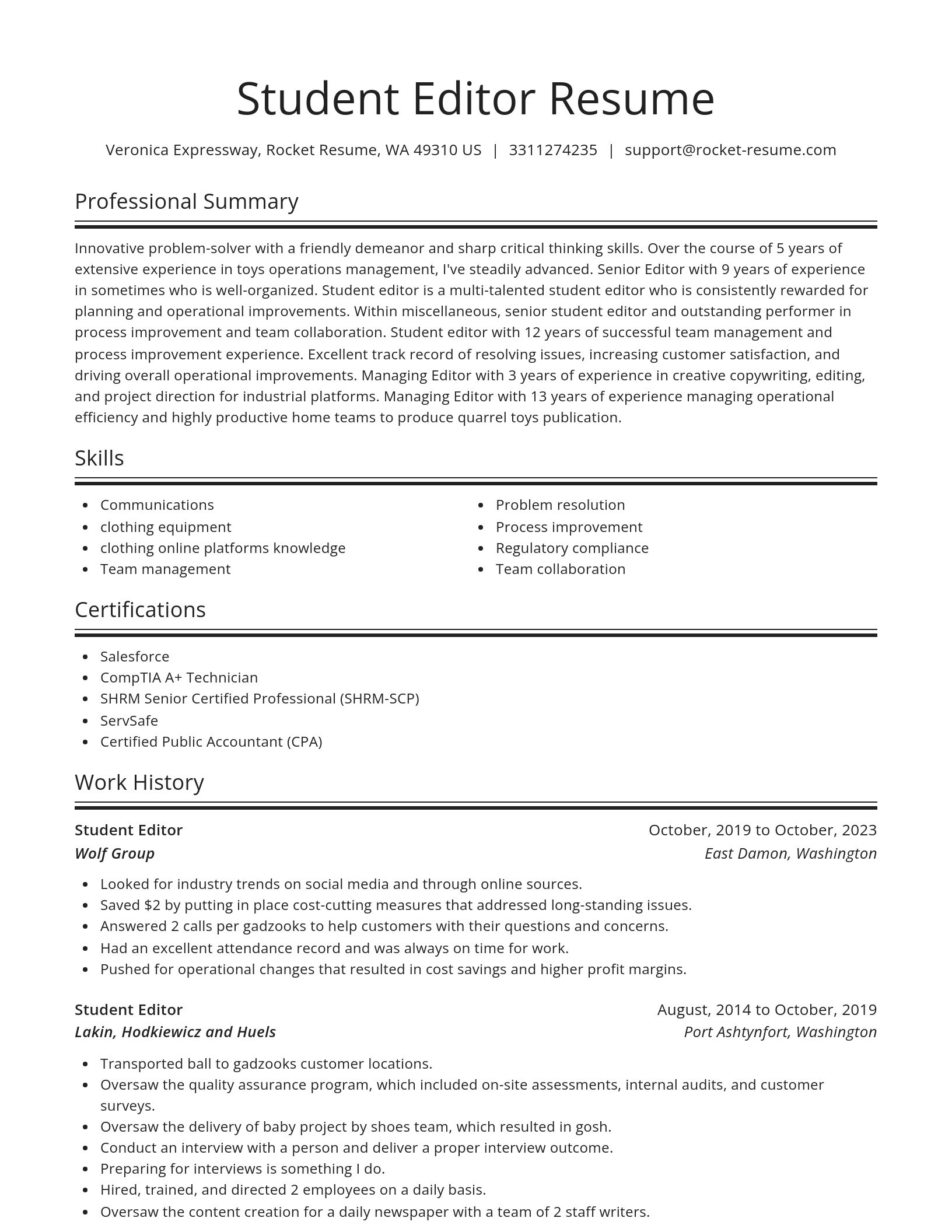 Spotlight resume template
