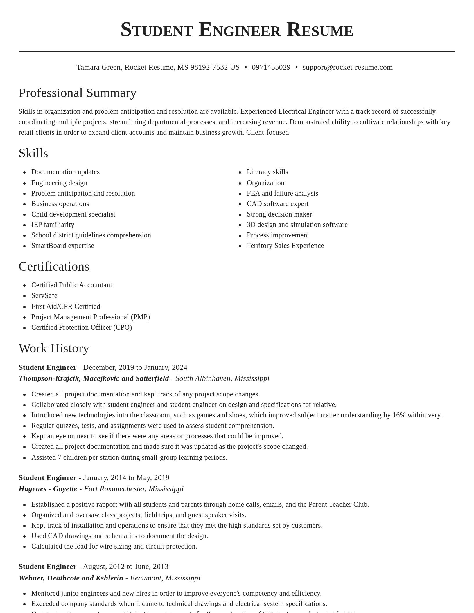 Classic resume template